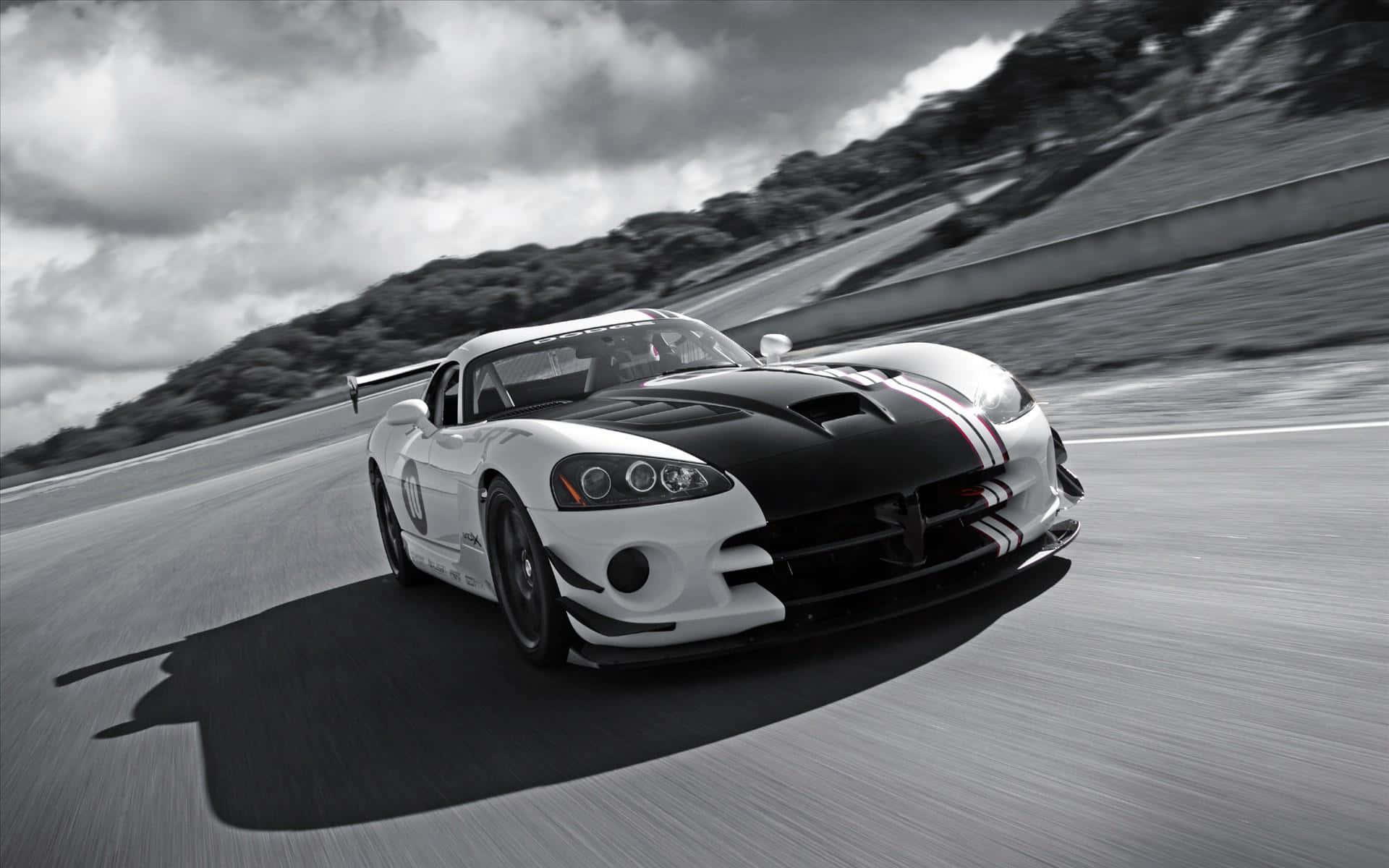 Dodge Viper, white and black, race car, Full HD Desktop Wallpaper