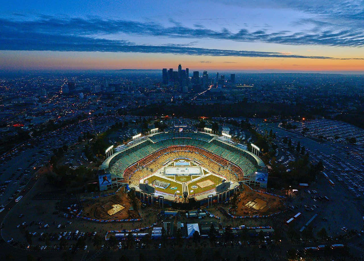 Dodger Stadium, dome, dusk, HD Desktop Wallpaper