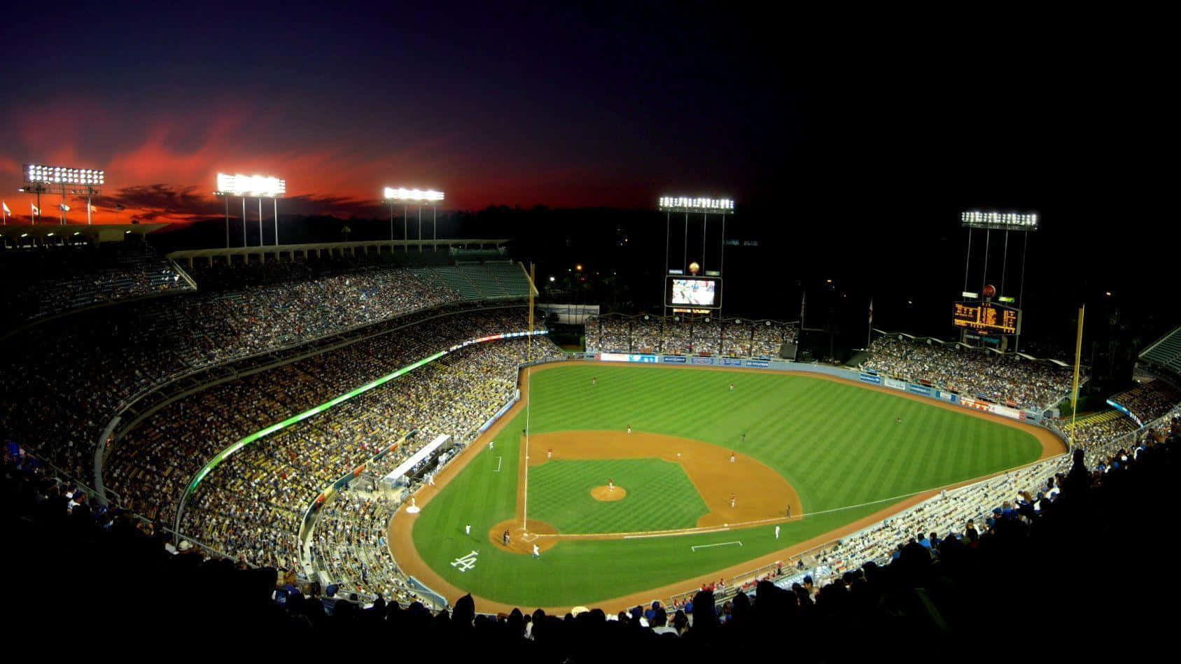 Dodger Stadium, baseball stadium, night, HD Desktop Wallpaper