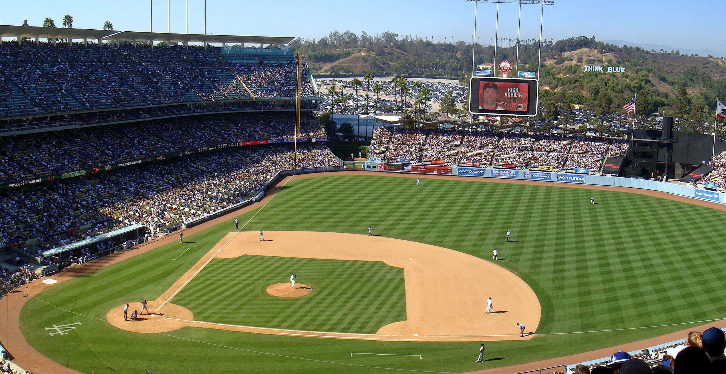 Dodger Stadium, Sunset, baseball stadium, Full HD Desktop Wallpaper
