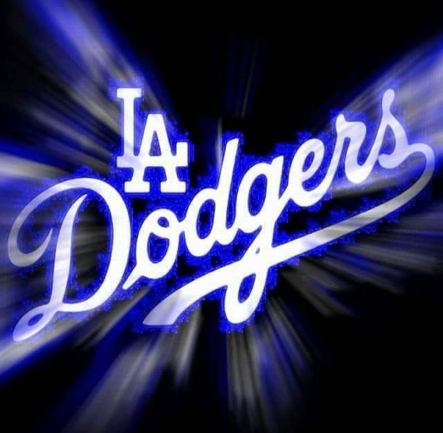 LA Dodgers logo, electric blue, glowing, HD Desktop Wallpaper
