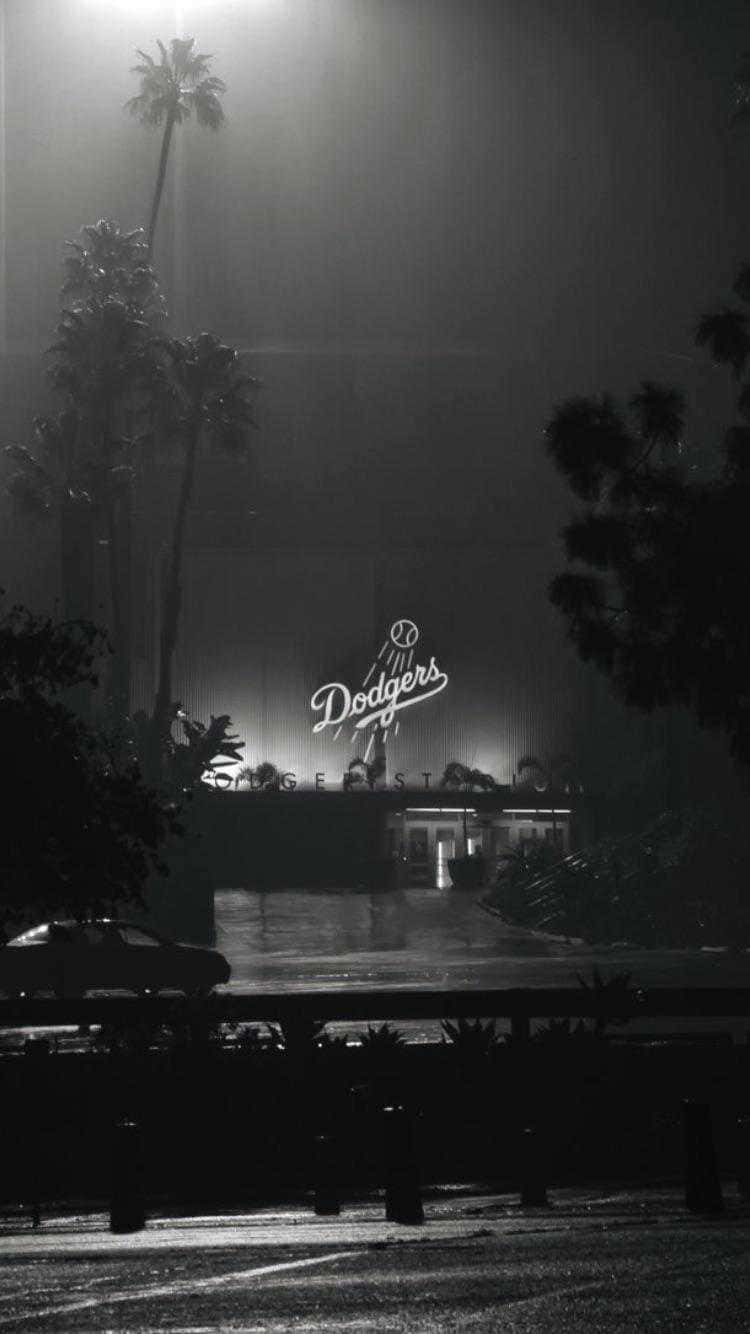 Dodgers Stadium, black, night, HD Phone Wallpaper