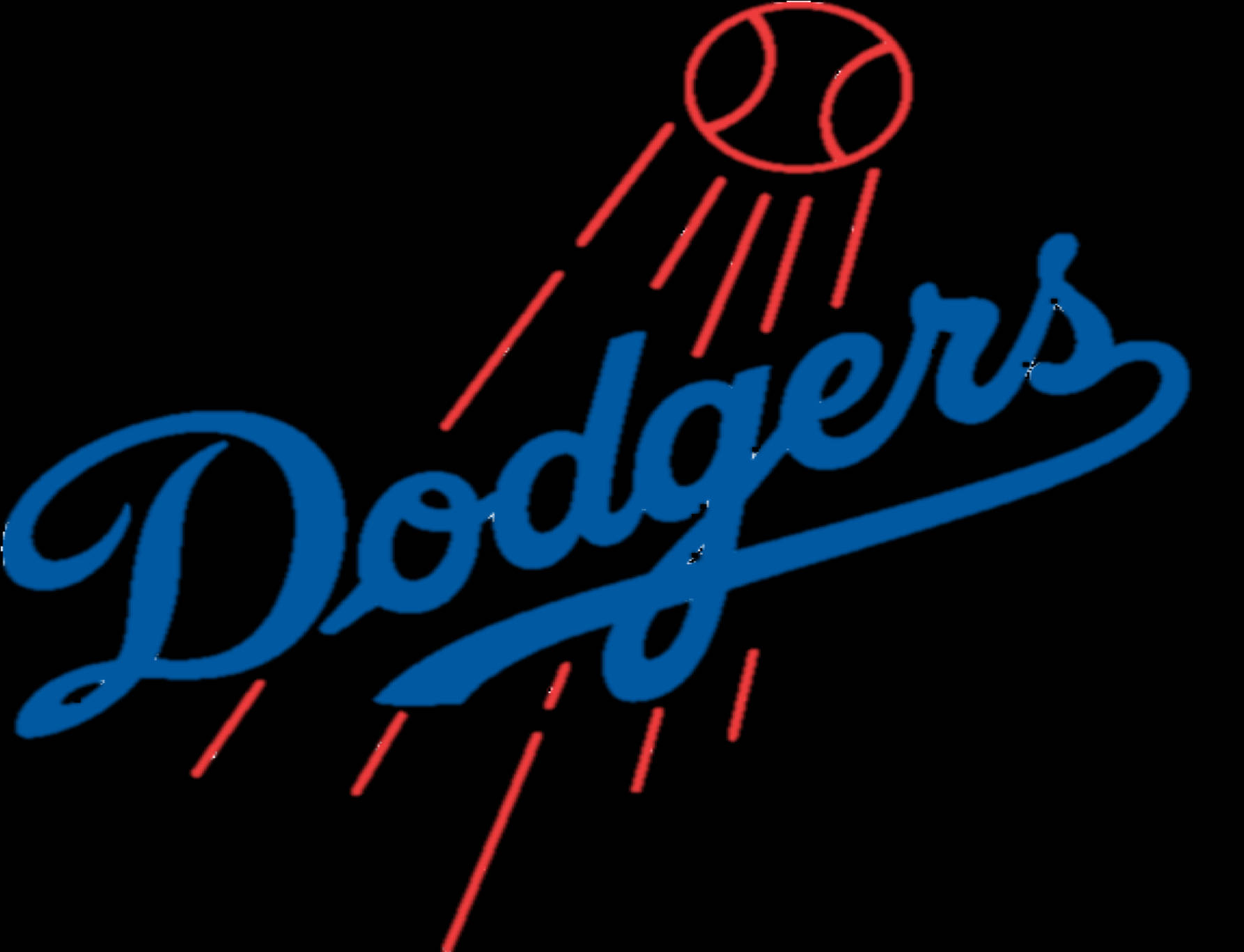 LA Dodgers Logo, blue cursive text, red baseball, HD Desktop Wallpaper