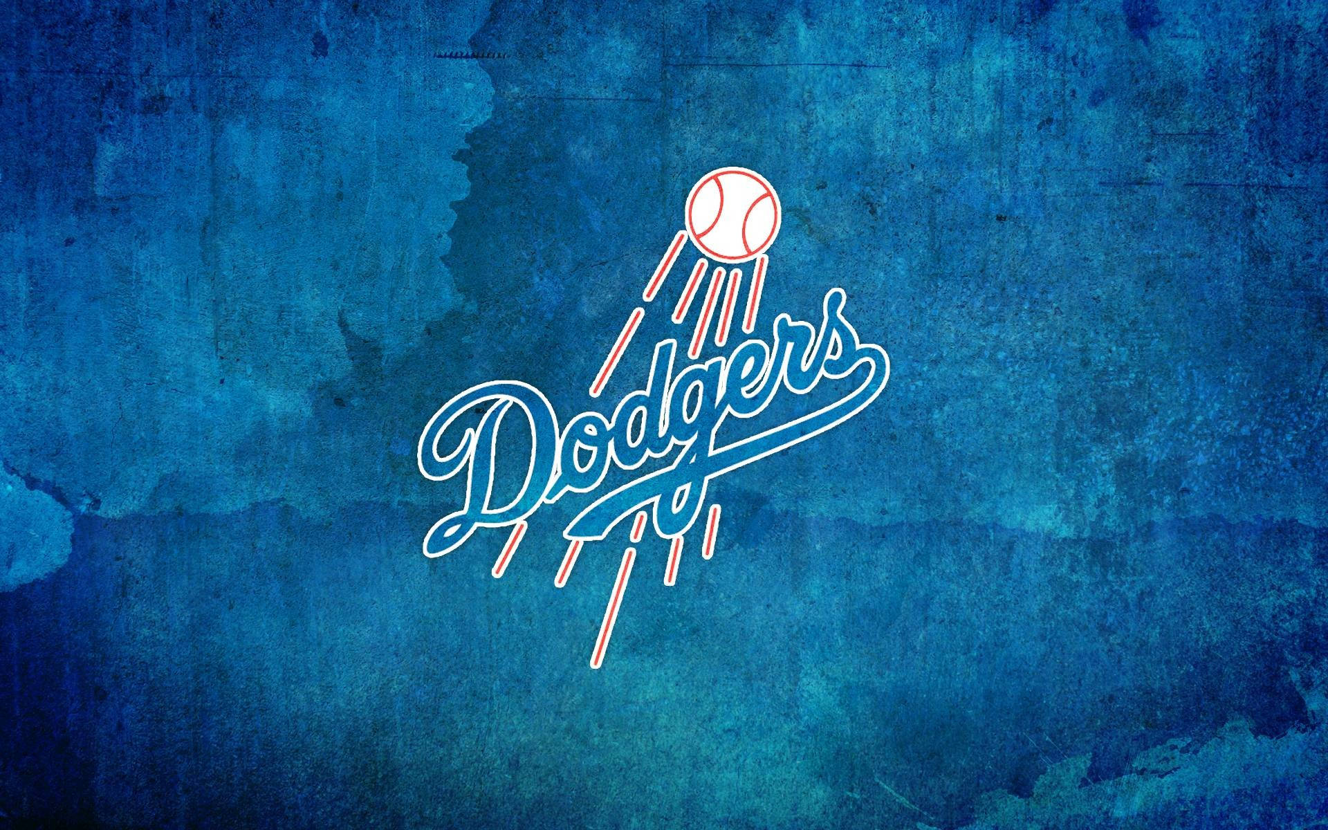 Dodgers Logo, neon, blue, Full HD Desktop Wallpaper