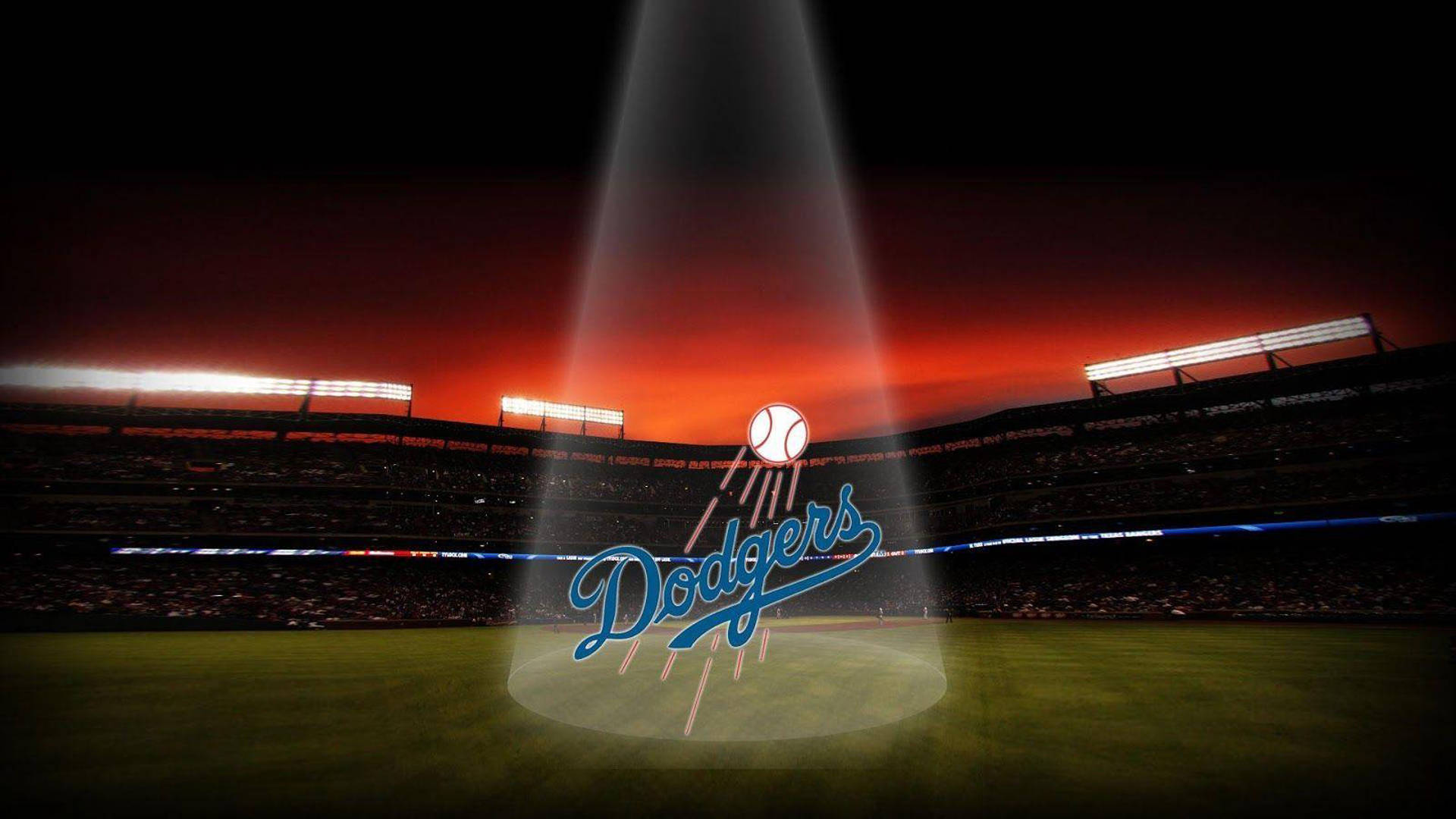 Dodgers Logo, baseball field, dusk, Full HD Desktop Wallpaper