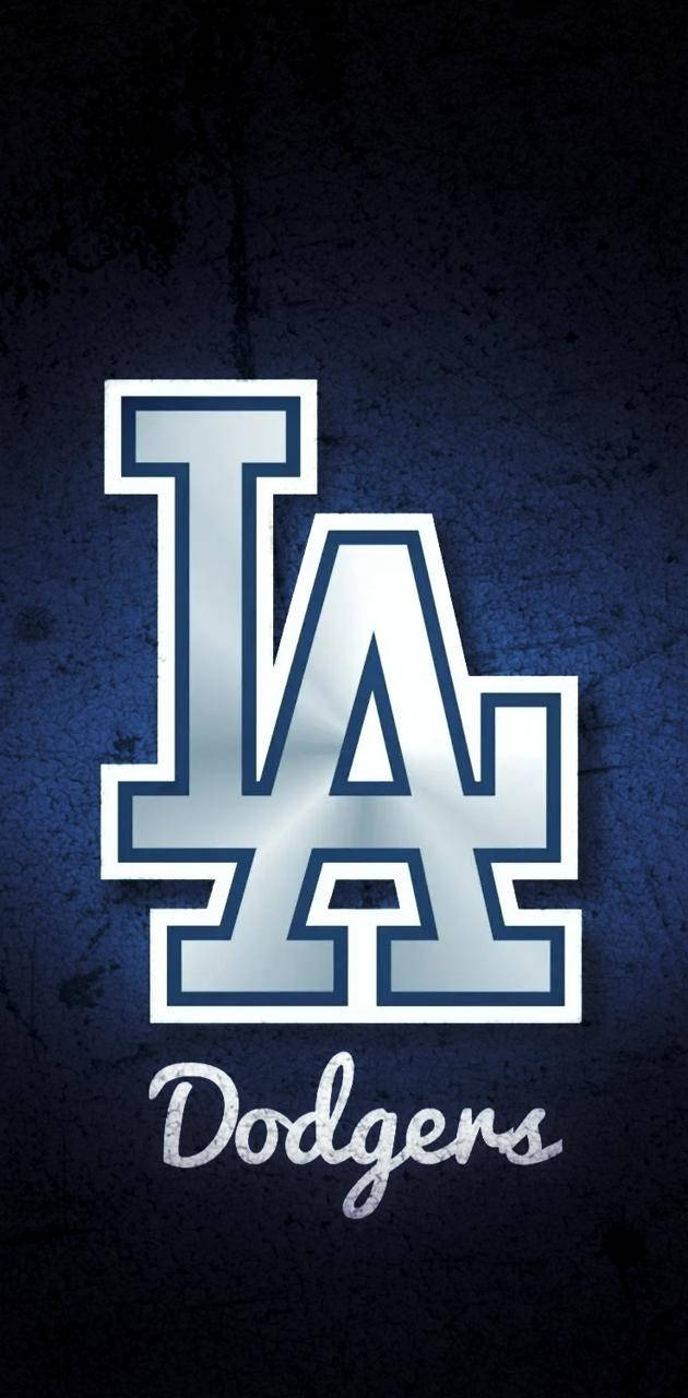 LA Dodgers logo, silver, dark blue background, HD Phone Wallpaper