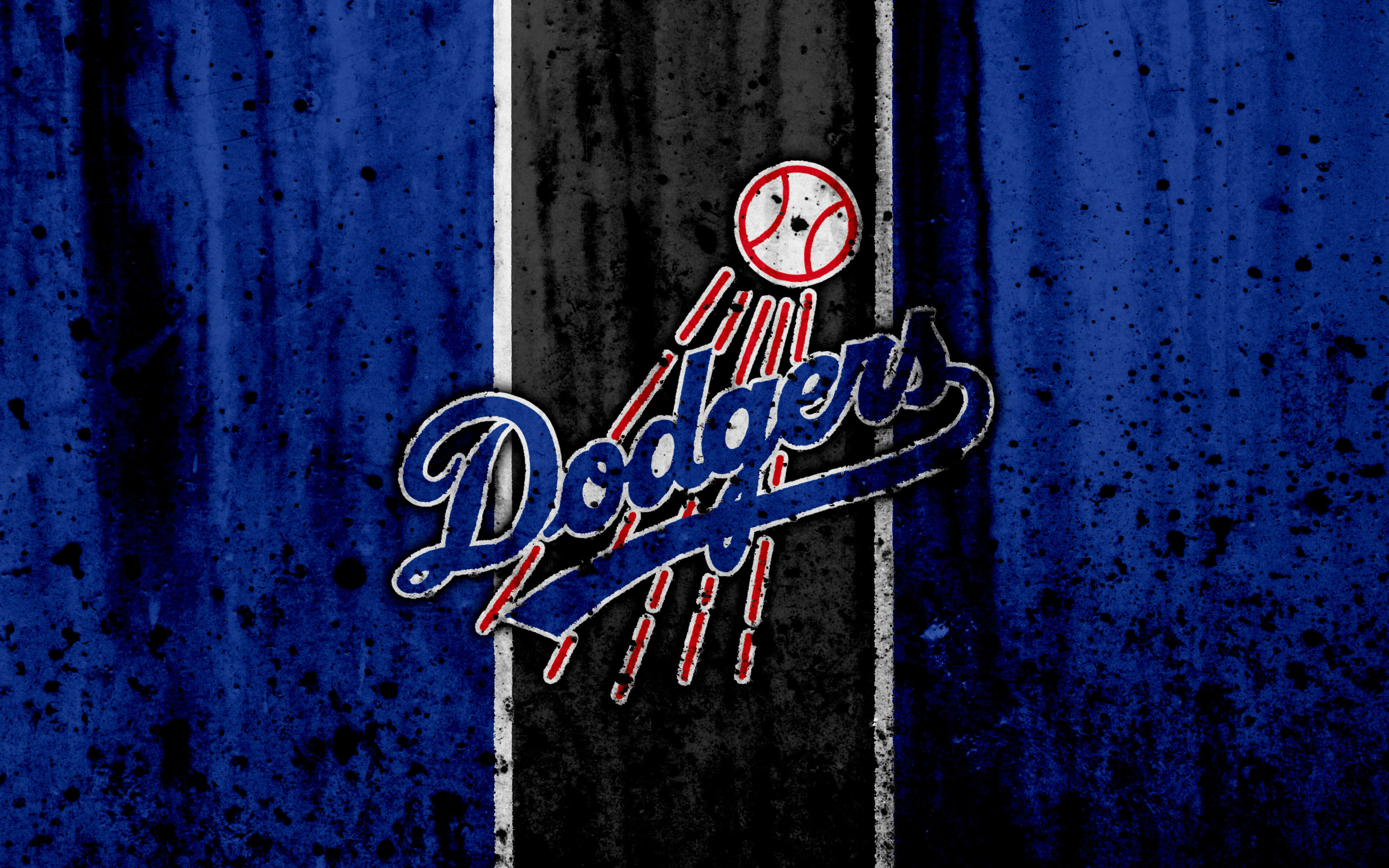 Dodgers logo, blue and black, baseball, 4K Desktop Wallpaper