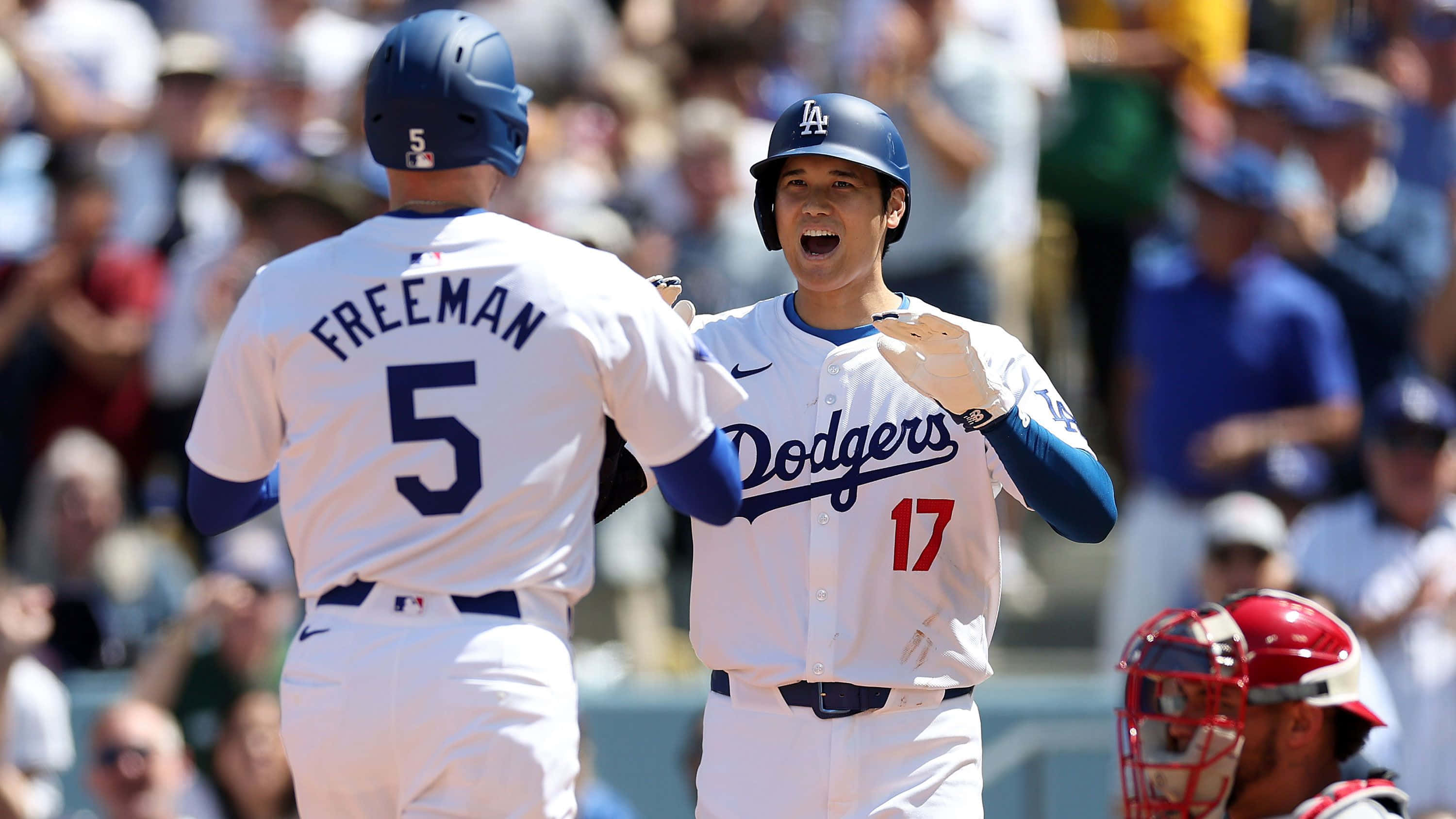 Dodgers, white uniforms, blue and red accents, 2K Desktop Wallpaper