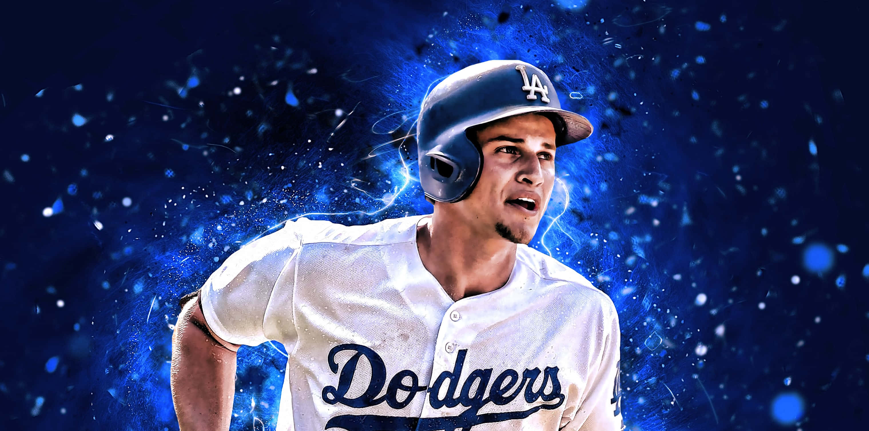 Dodgers, baseball player, white uniform, 2K Desktop Wallpaper