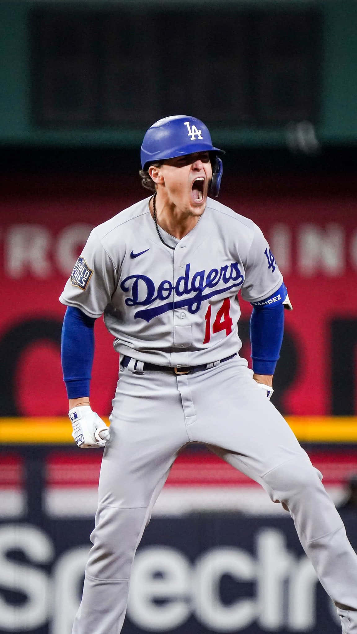 Dodgers, gray uniform, number 14, Full HD Phone Wallpaper