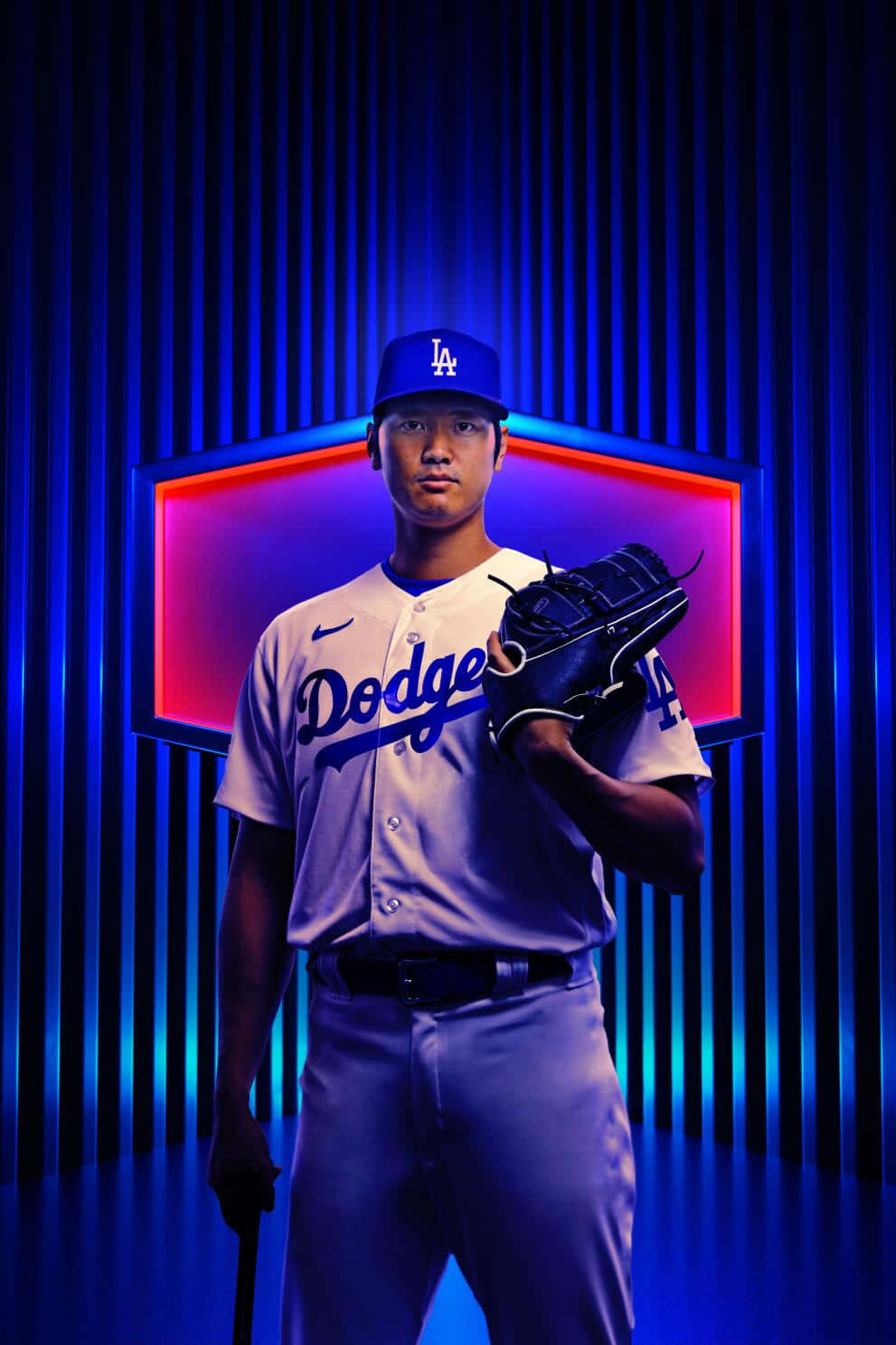 Dodgers, neon lights, blue, HD Phone Wallpaper