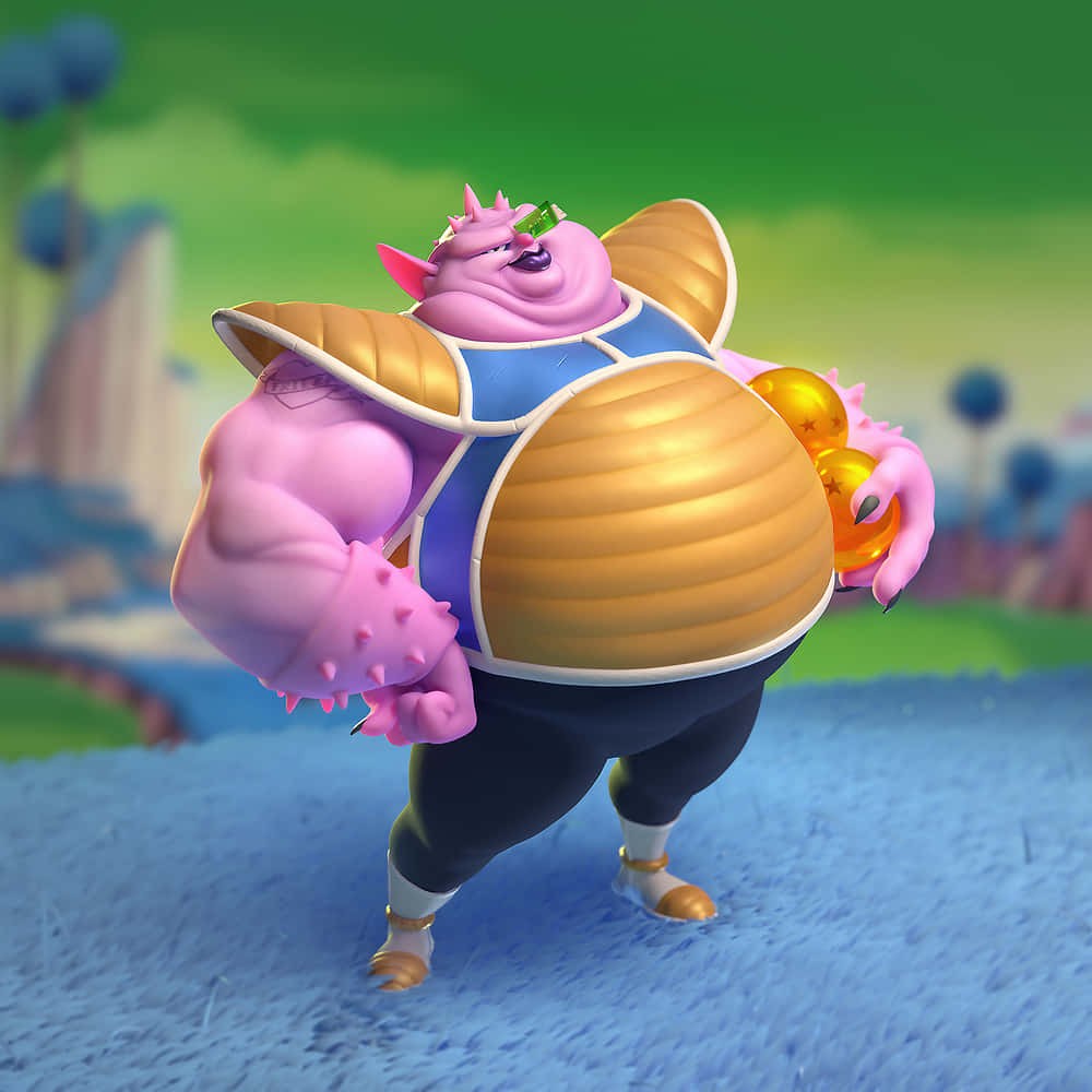 Dodoria, pink muscular anime character, blue and gold armor, SD Desktop Wallpaper
