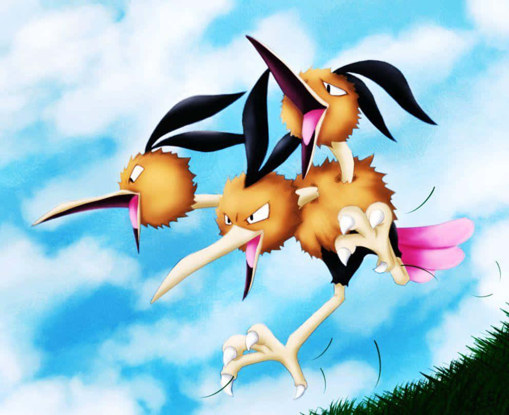 Dodrio, blue sky, fluffy clouds, SD Desktop Wallpaper