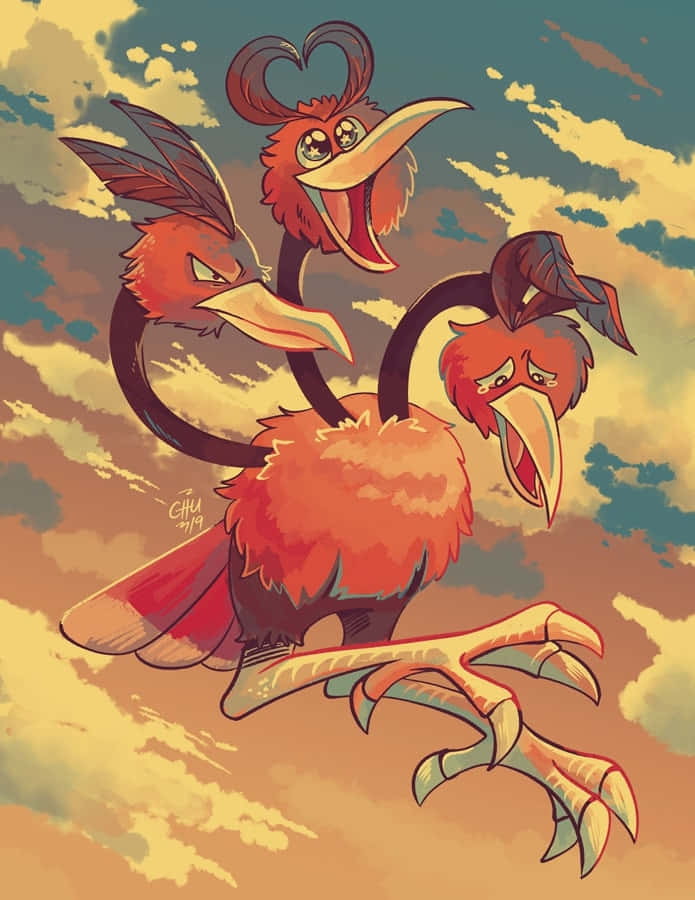 Dodrio, sunset sky, cloudy sky, SD Phone Wallpaper