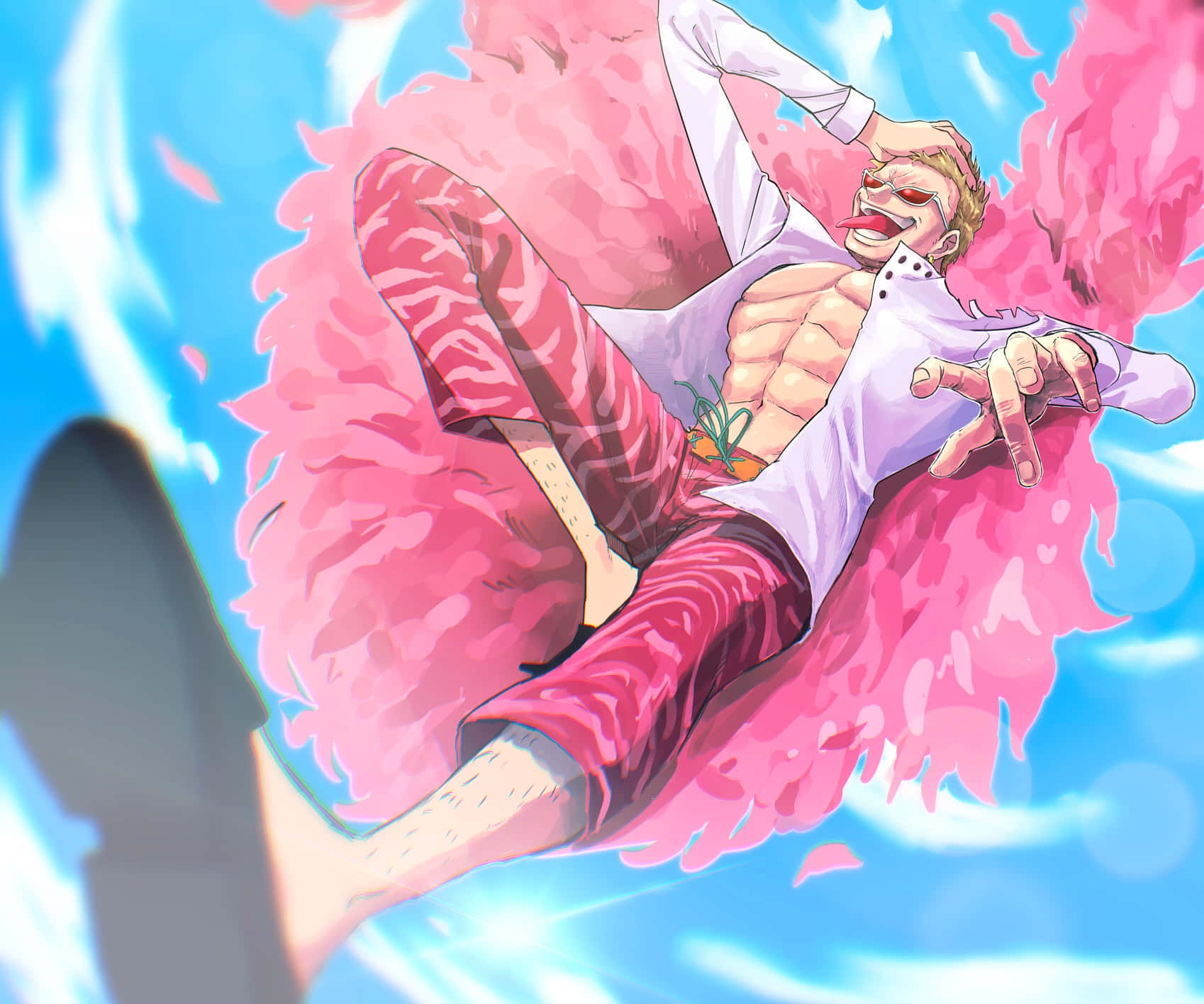 Doflamingo, pink feathers, giant pink feathered object, HD Desktop Wallpaper