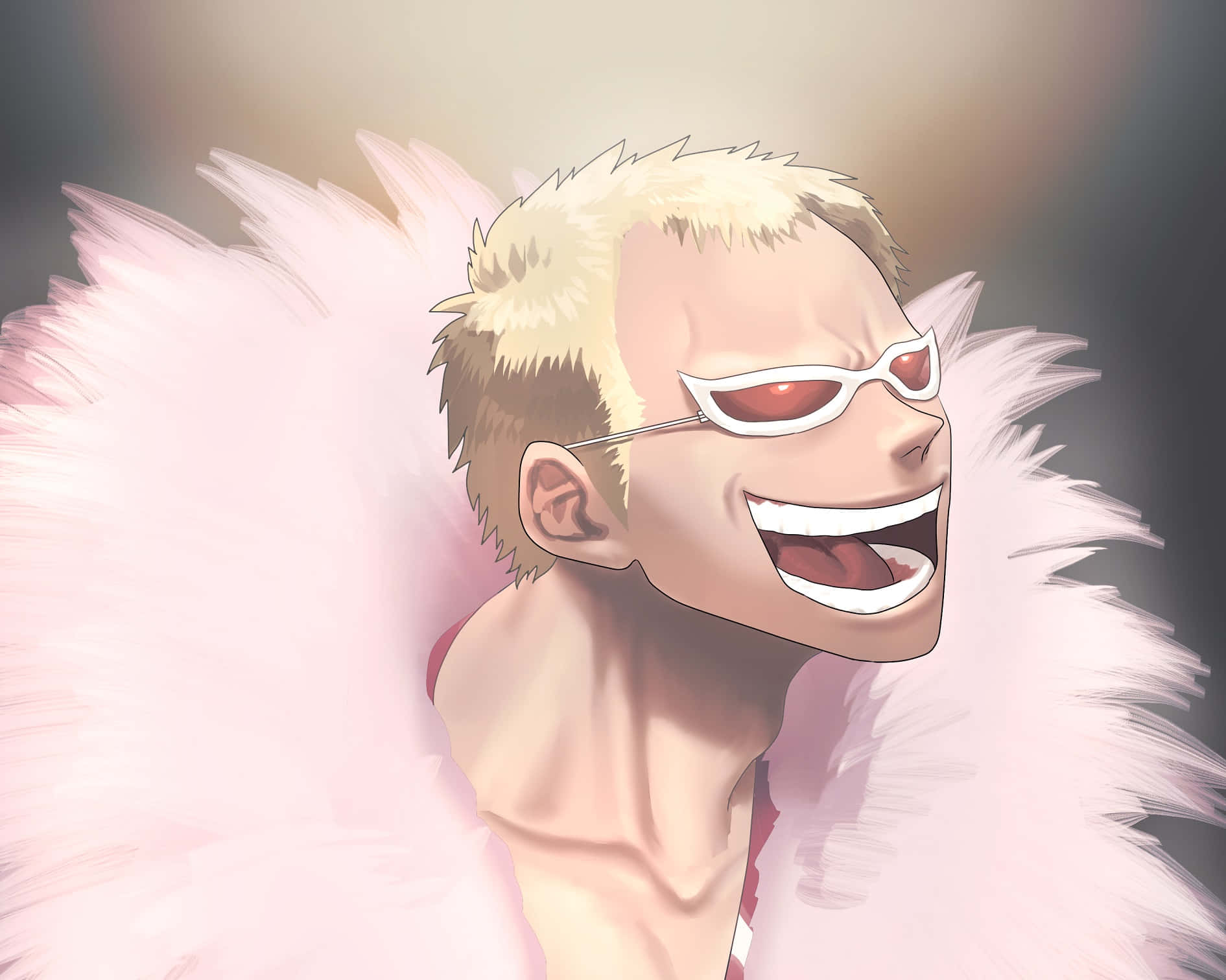 Doflamingo, spiky blonde hair, white sunglasses, HD Desktop Wallpaper