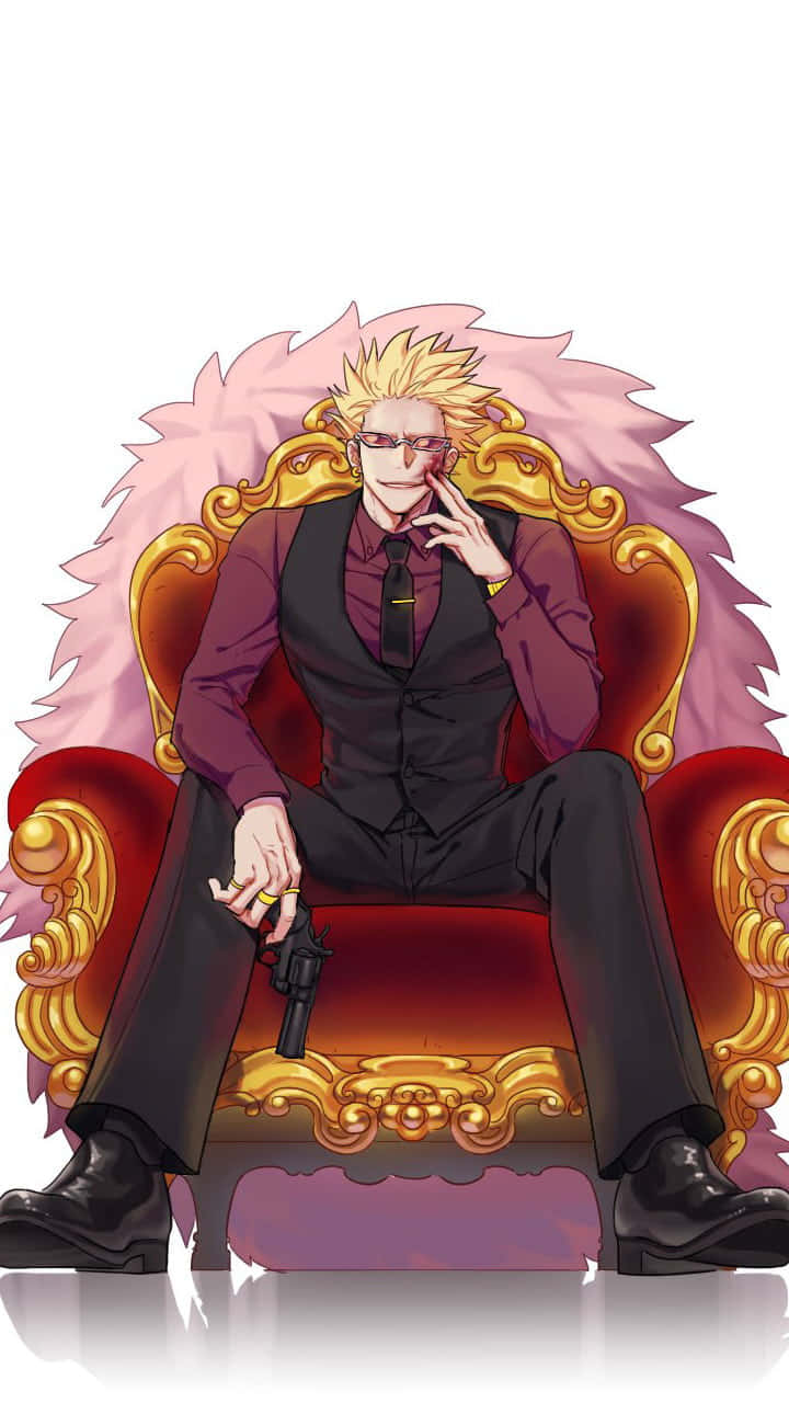 Doflamingo, throne pose, red and gold throne, HD Phone Wallpaper