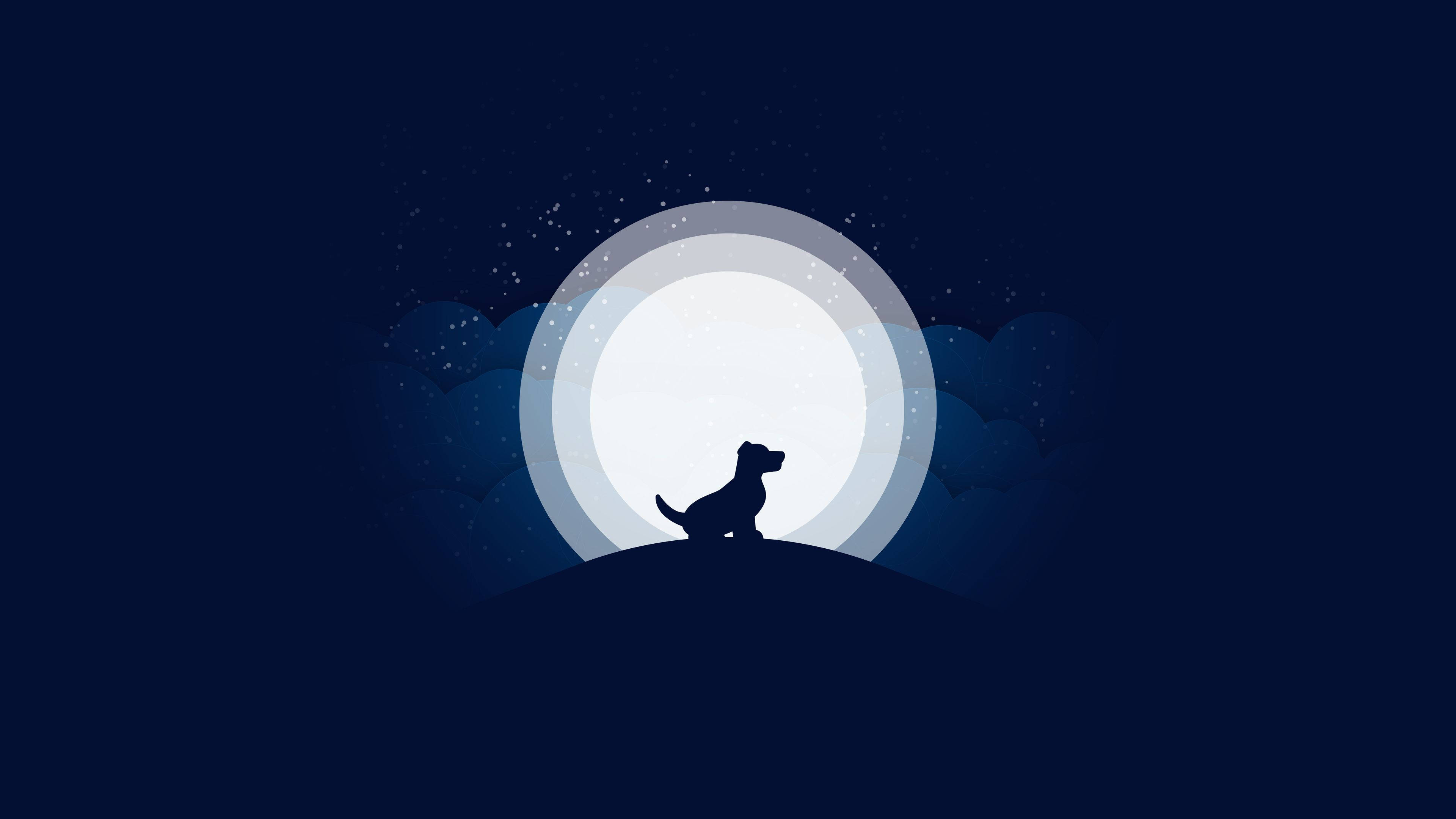moon, dog, hill, 4K Desktop Wallpaper