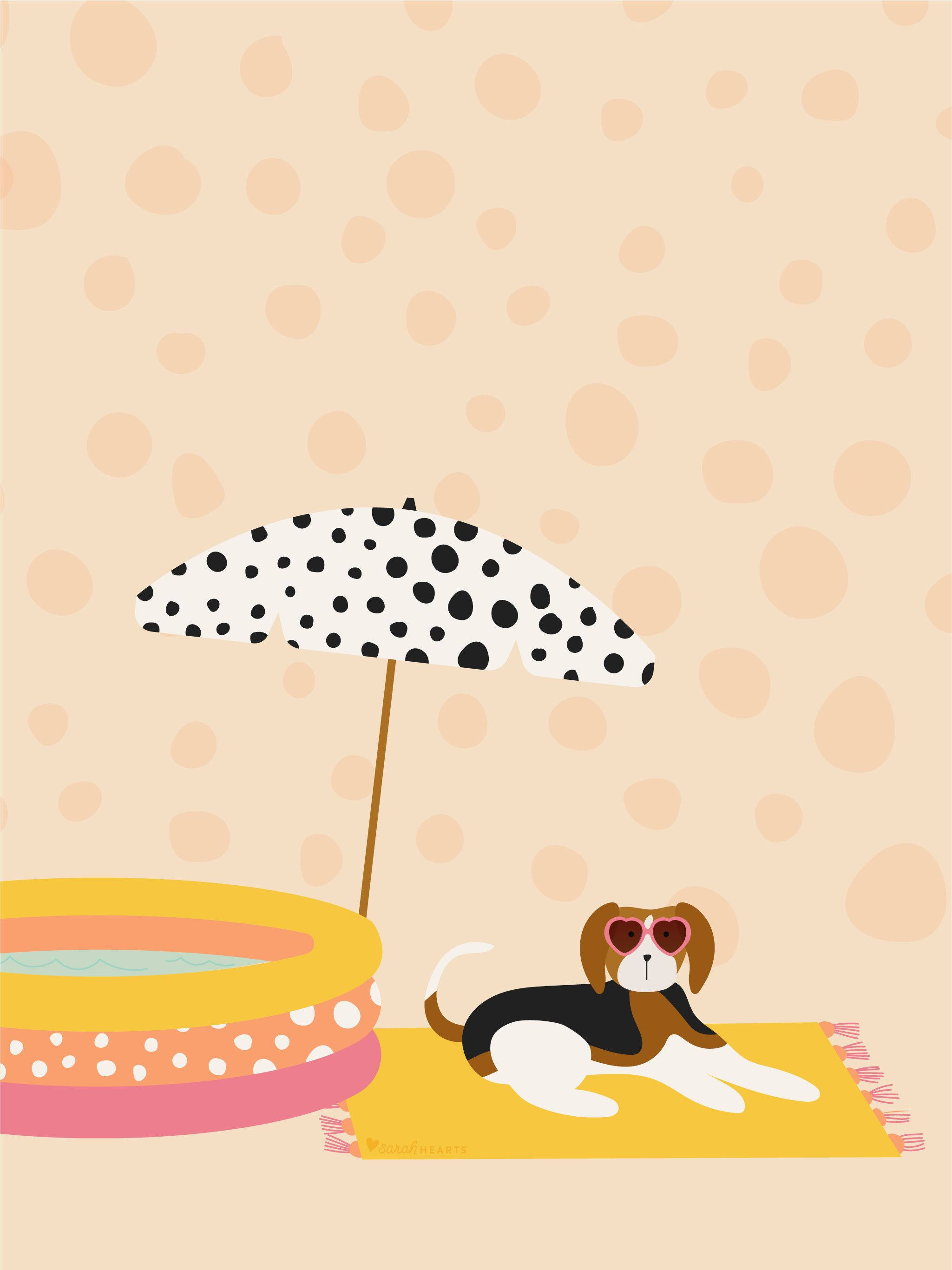 beagle, heart-shaped sunglasses, yellow towel, 2K Phone Wallpaper