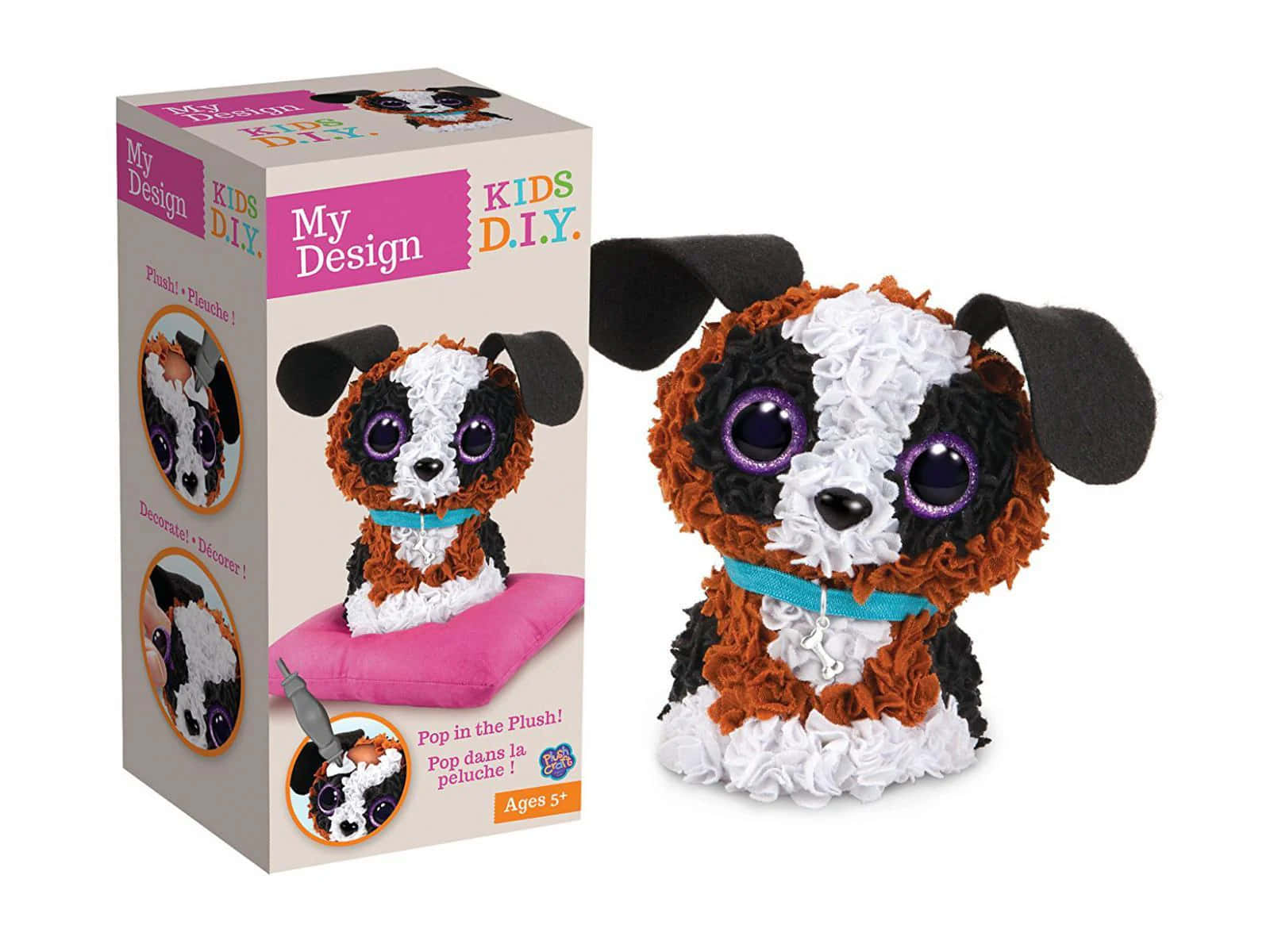 DIY Plush Toy Dog Craft Kit, black white and brown shaggy fur, purple eyes, HD Desktop Wallpaper
