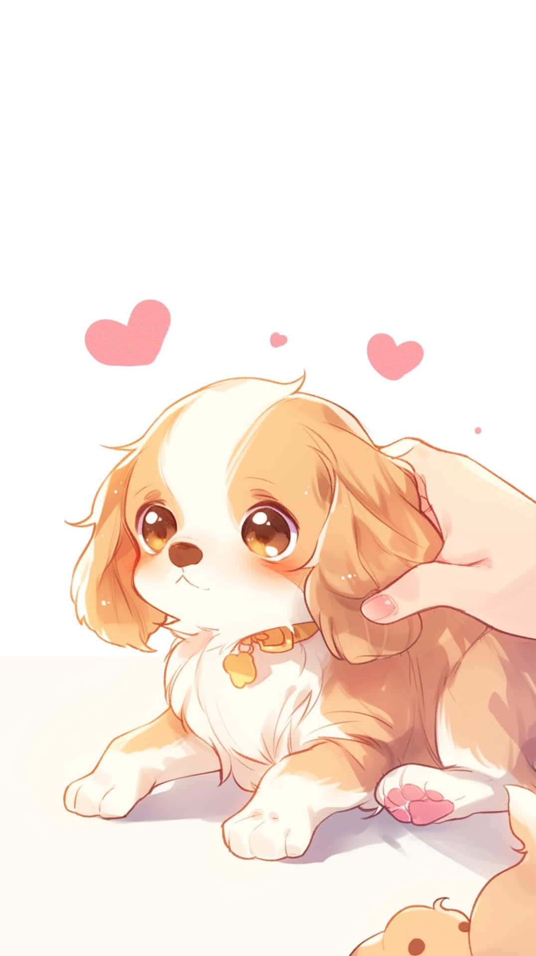 anime-style puppy, big brown eyes, floppy ears, Full HD Phone Wallpaper