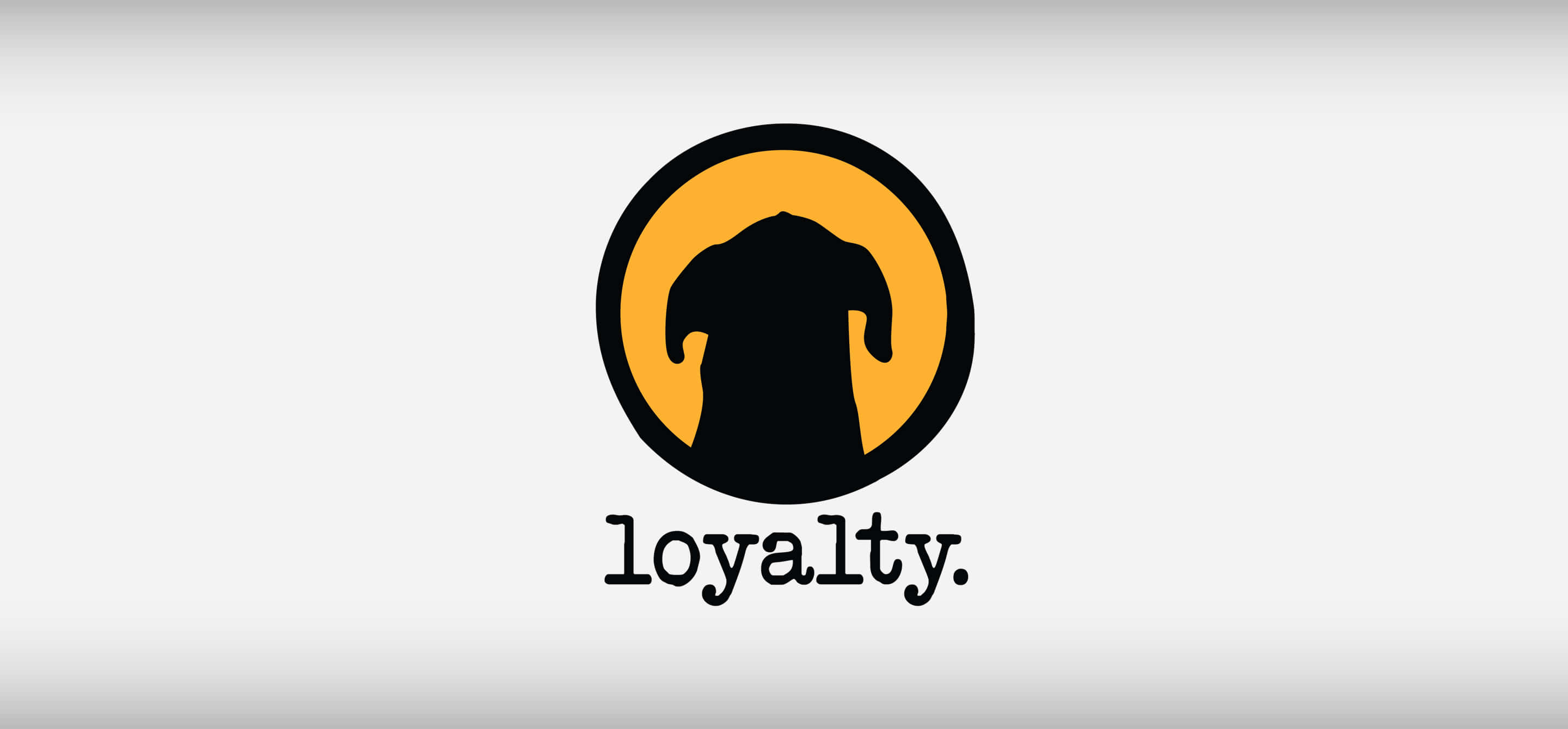 black dog silhouette, bold orange circle, soft gradient background, 2K Desktop Wallpaper