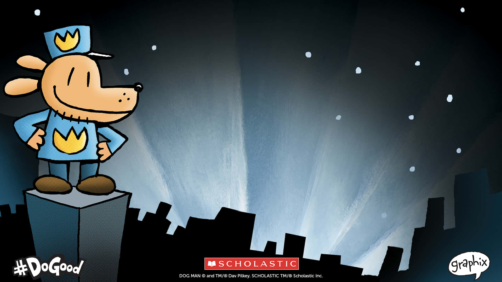 Dog Man, blue uniform, starry night sky, Full HD Desktop Wallpaper