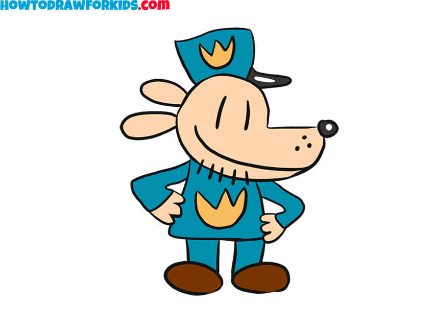 Dog Man, blue uniform, crown emblem, SD Desktop Wallpaper