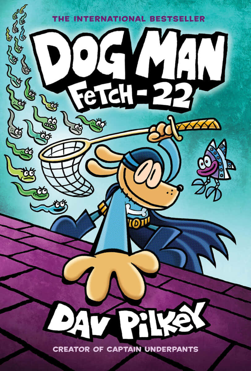 Dog-Man, blue superhero cape, green flying monsters, SD Phone Wallpaper