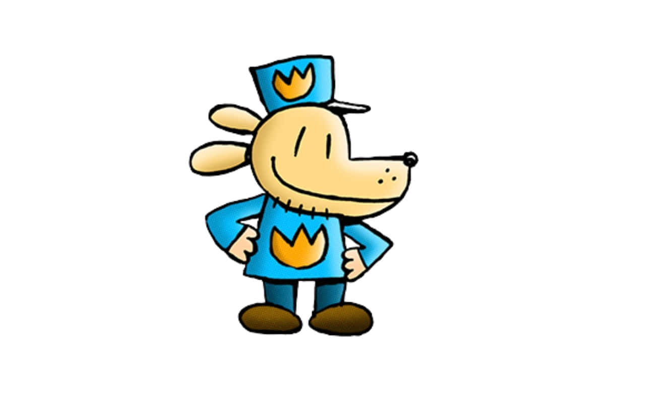 Dog Man, blue uniform, yellow flame emblem, HD Desktop Wallpaper