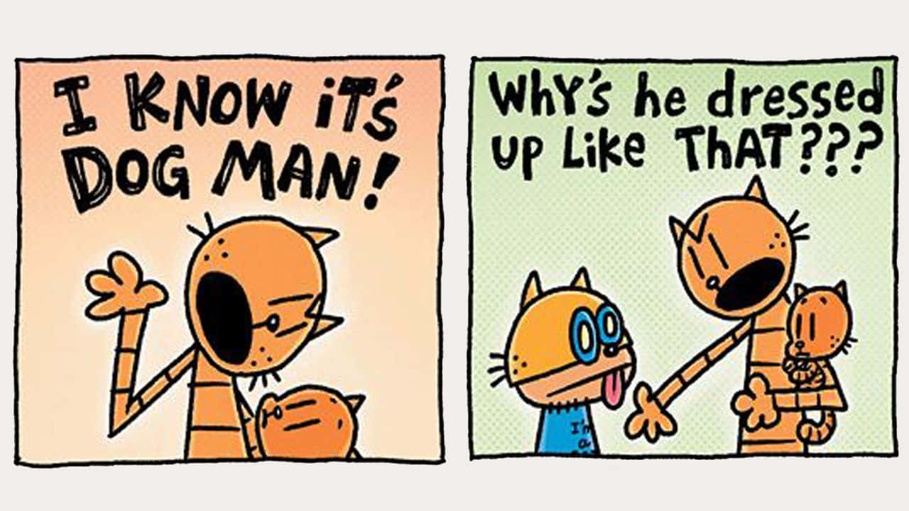 Dog Man, cartoon cats, comic panels, HD Desktop Wallpaper