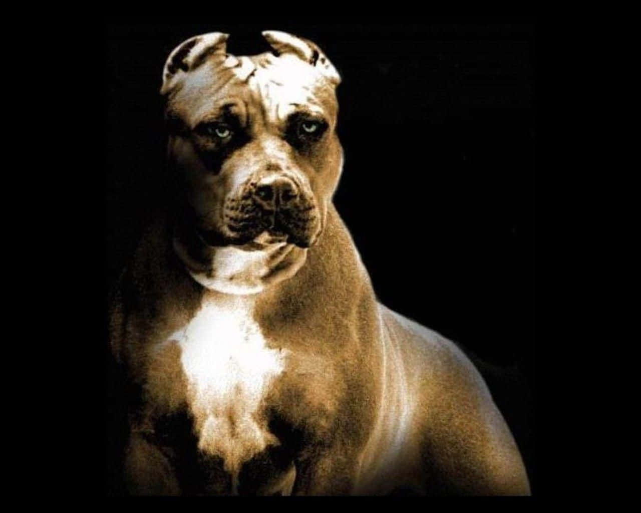 Old Dog Pitbull Poster, muscular pit bull, intense green eyes, HD Desktop Wallpaper