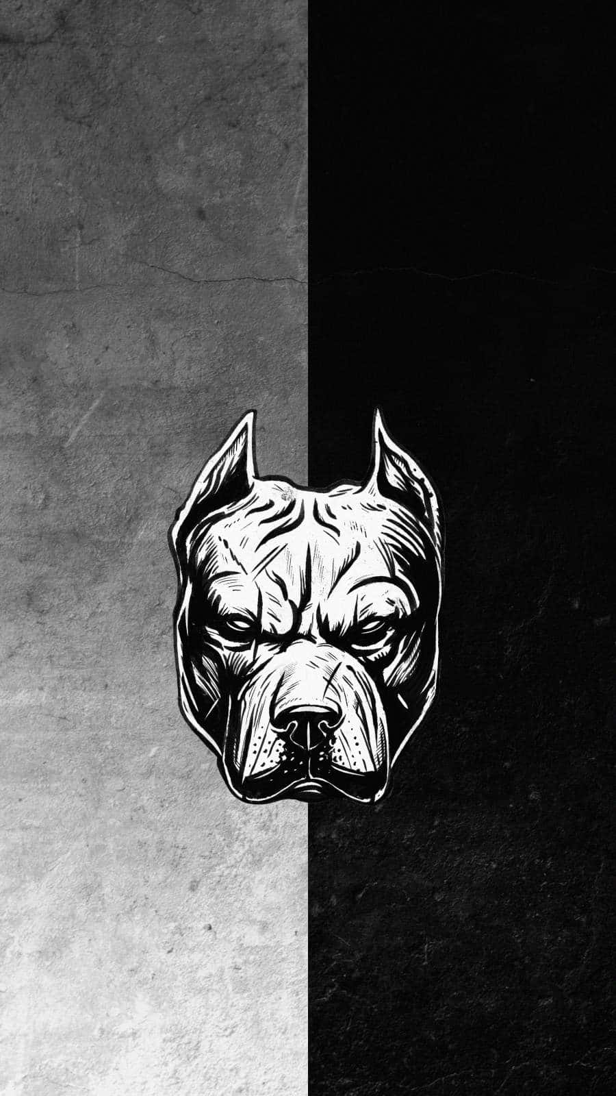 black and white dog pitbull poster, pit bull's head, split down the middle, HD Phone Wallpaper