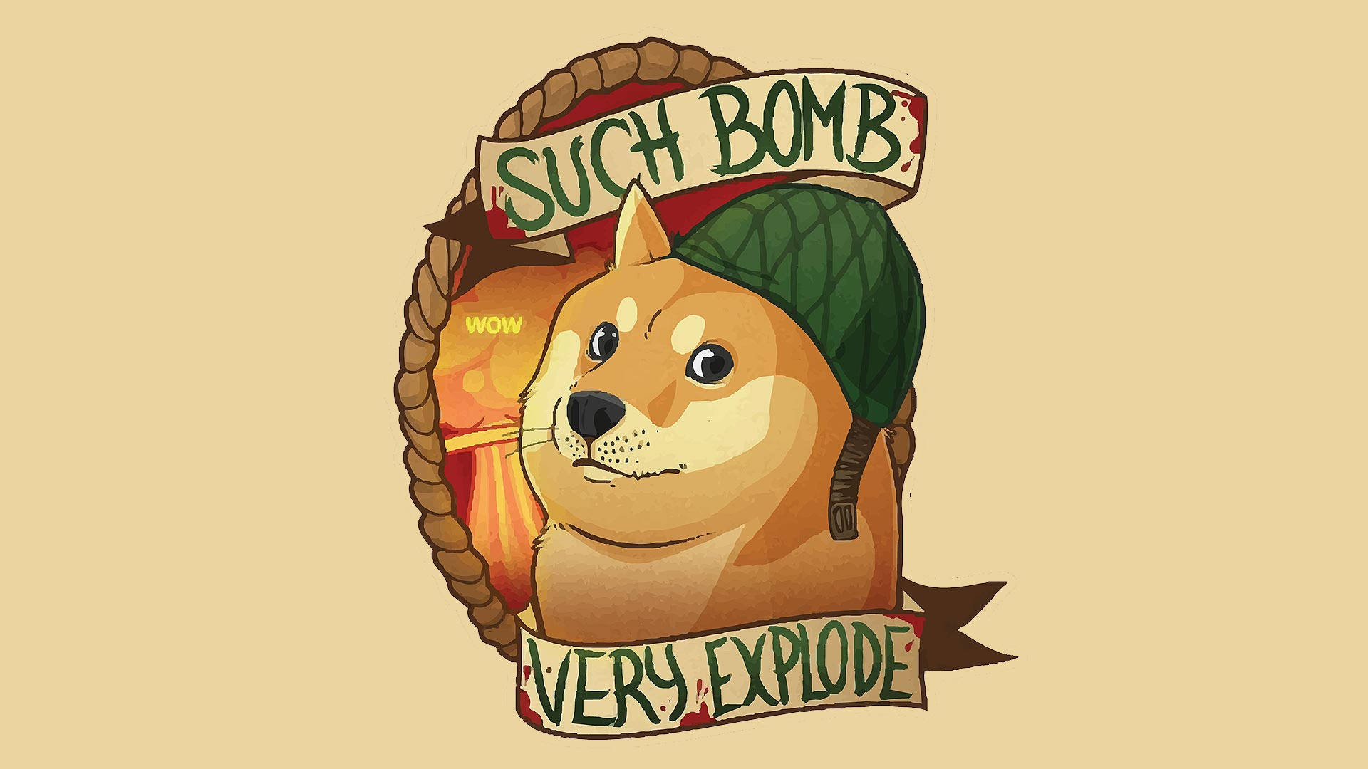 SUCH BOMB, VERY EXPLODE, green helmet, Full HD Desktop Wallpaper