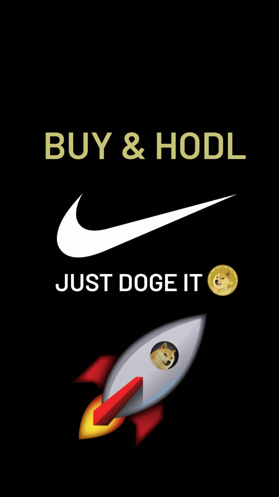 Doge Meme, black wallpaper, gold text, Full HD Phone Wallpaper