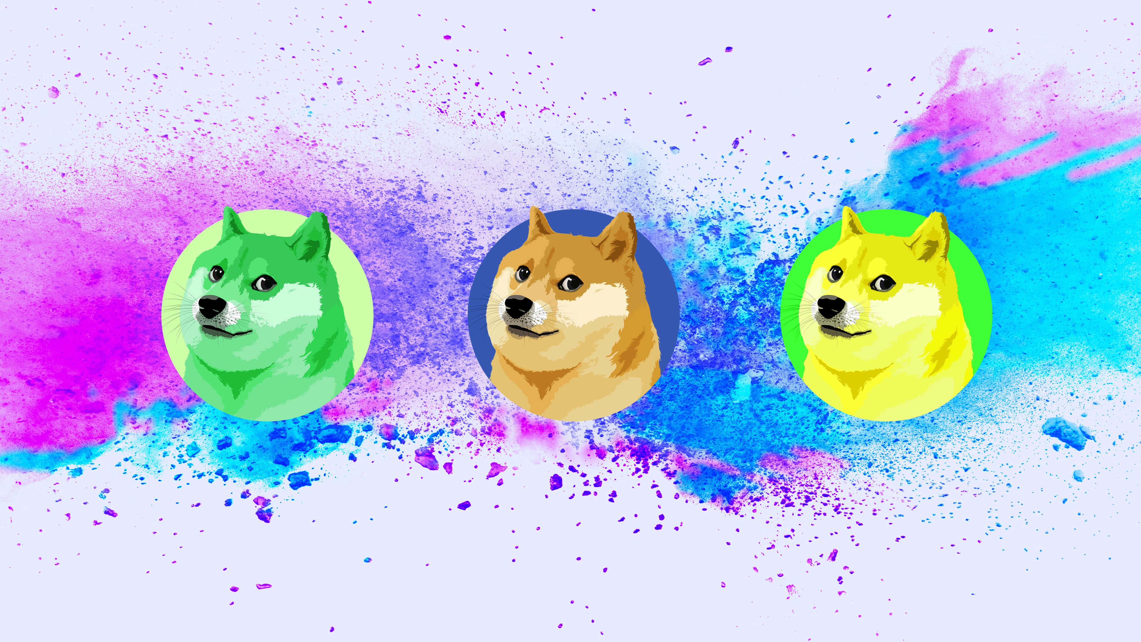 Colorful Doge, purple blue, pink, 4K Desktop Wallpaper