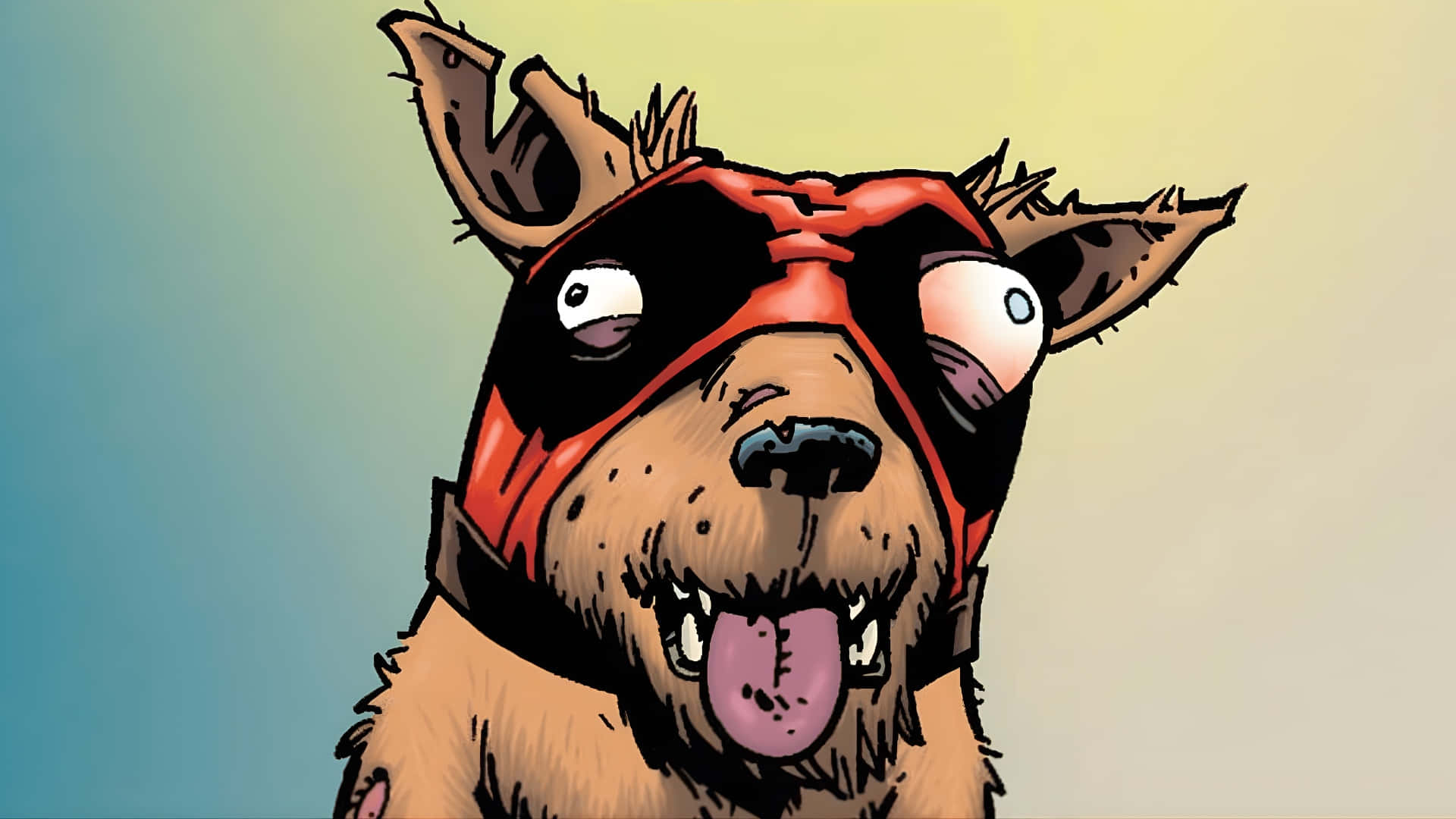 Dogpool, red superhero mask, tongue, Full HD Desktop Wallpaper