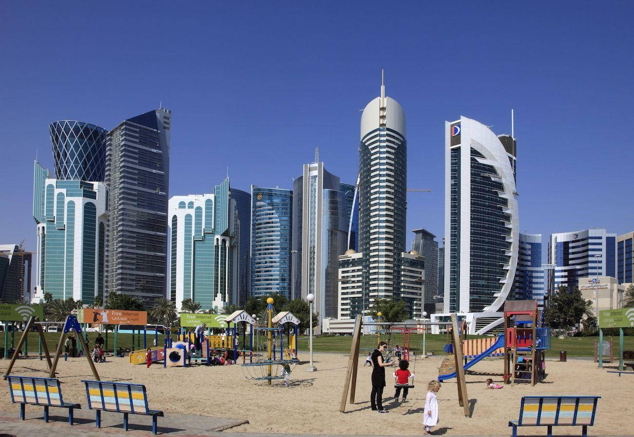 Doha, playground, colorful equipment, HD Desktop Wallpaper