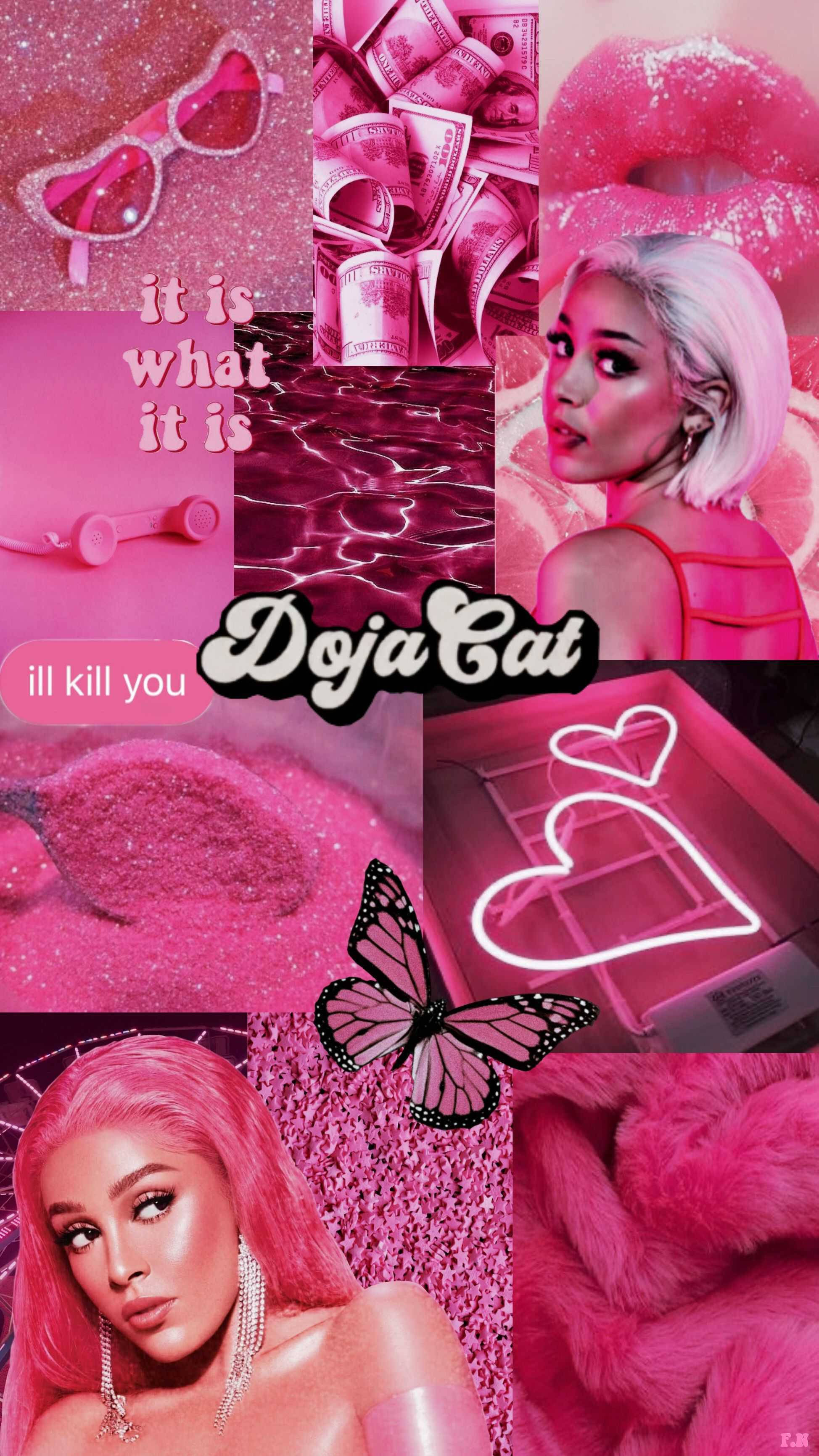 Doja Cat, pink, money, 2K Phone Wallpaper