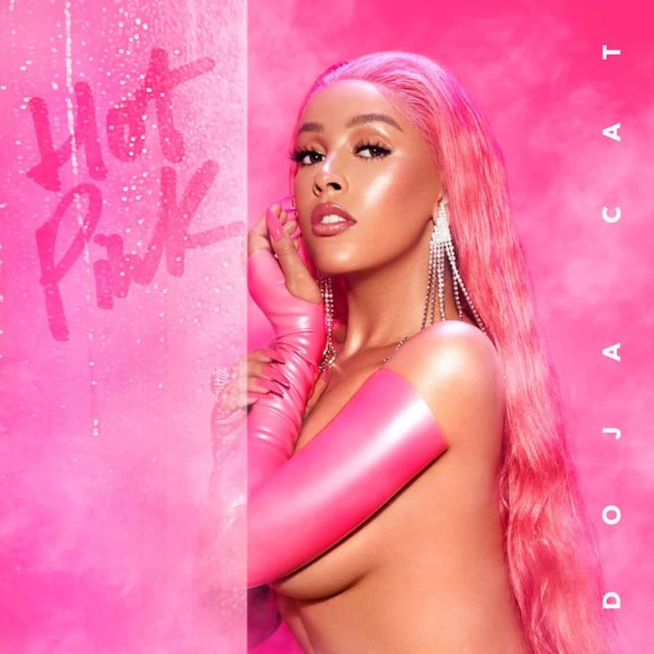 Doja Cat, pink pfp, hot pink latex outfit, HD Desktop Wallpaper