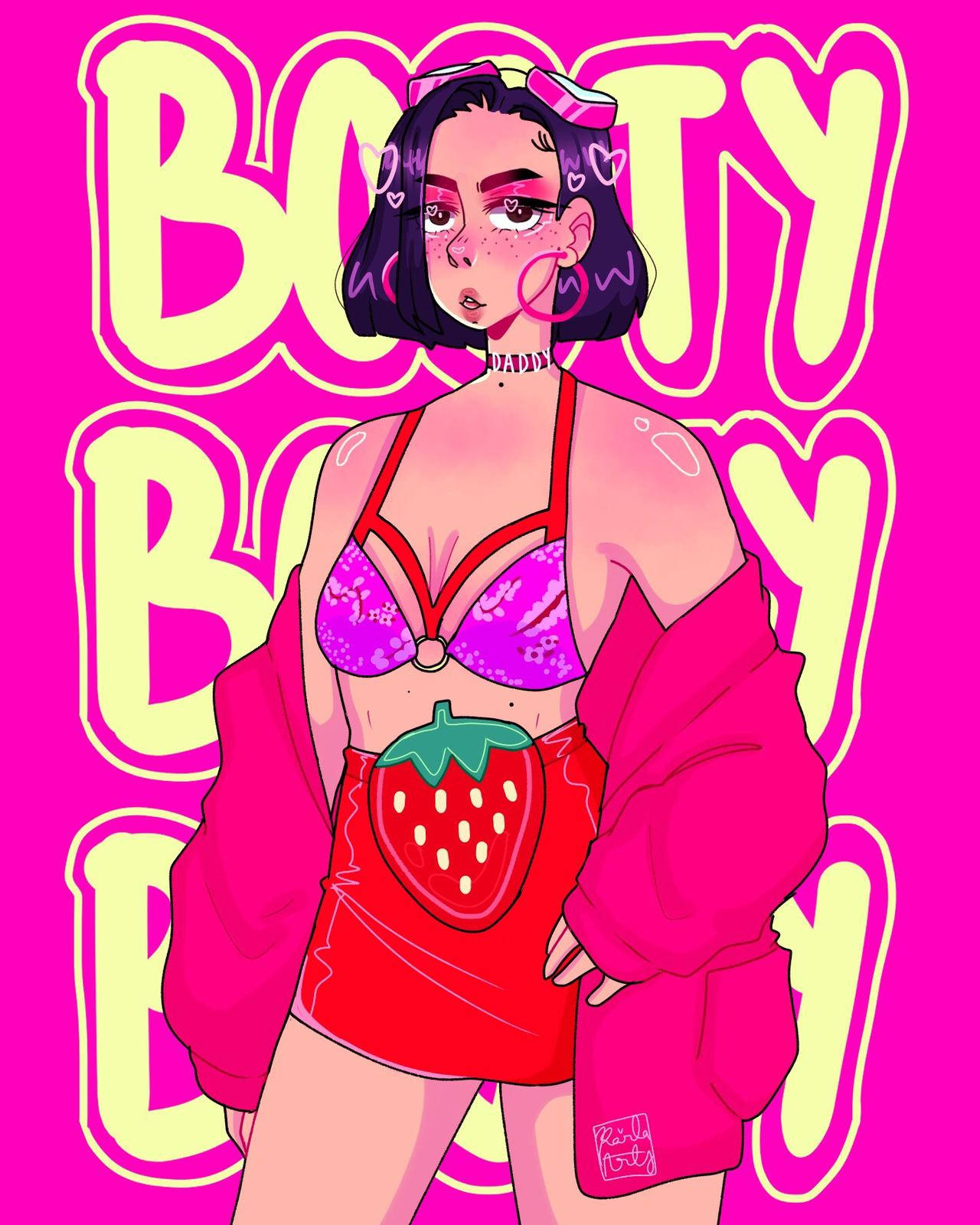 Doja Cat, anime girl, strawberry-themed outfit, HD Phone Wallpaper