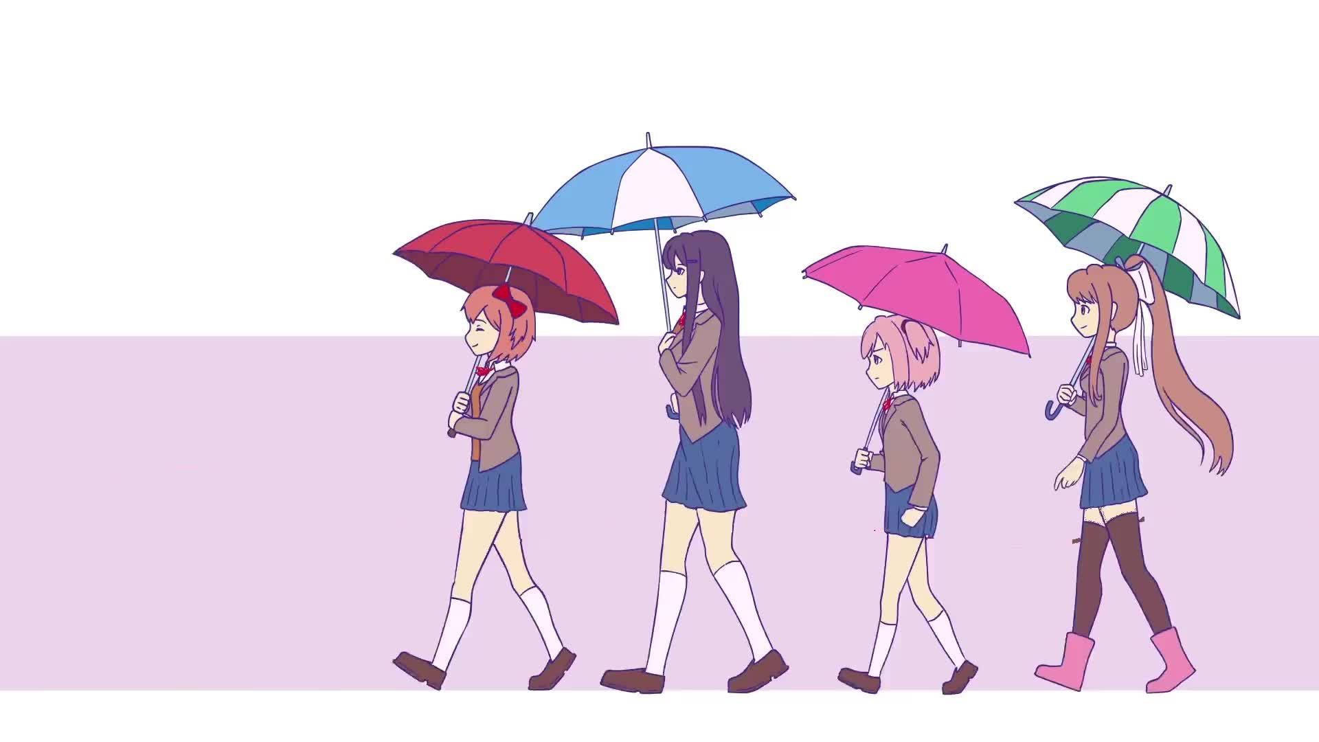 Doki Doki Literature Club, anime girls, school uniforms, Full HD Desktop Wallpaper