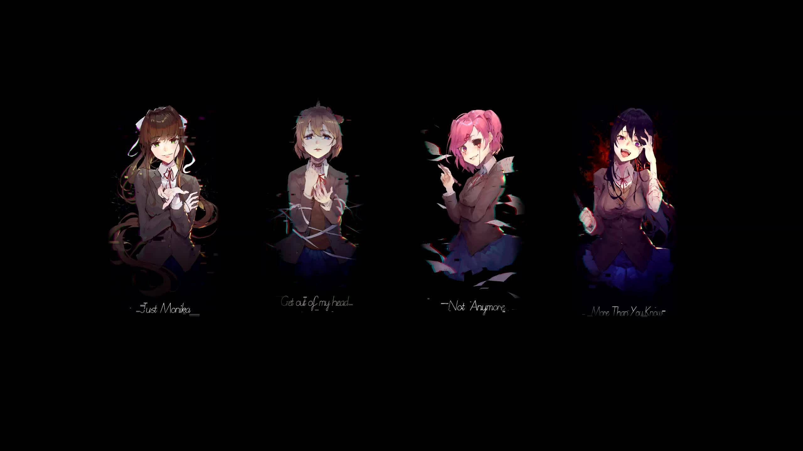 Doki Doki Literature Club, anime girls, school uniforms, 2K Desktop Wallpaper