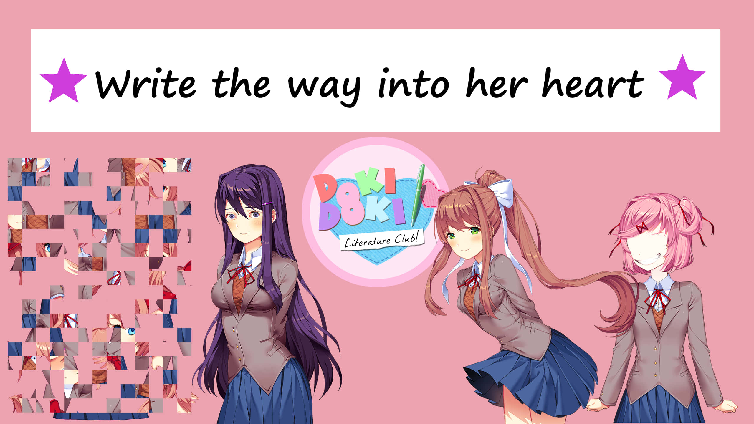 Doki Doki Literature Club!, anime girls, school uniforms, 2K Desktop Wallpaper