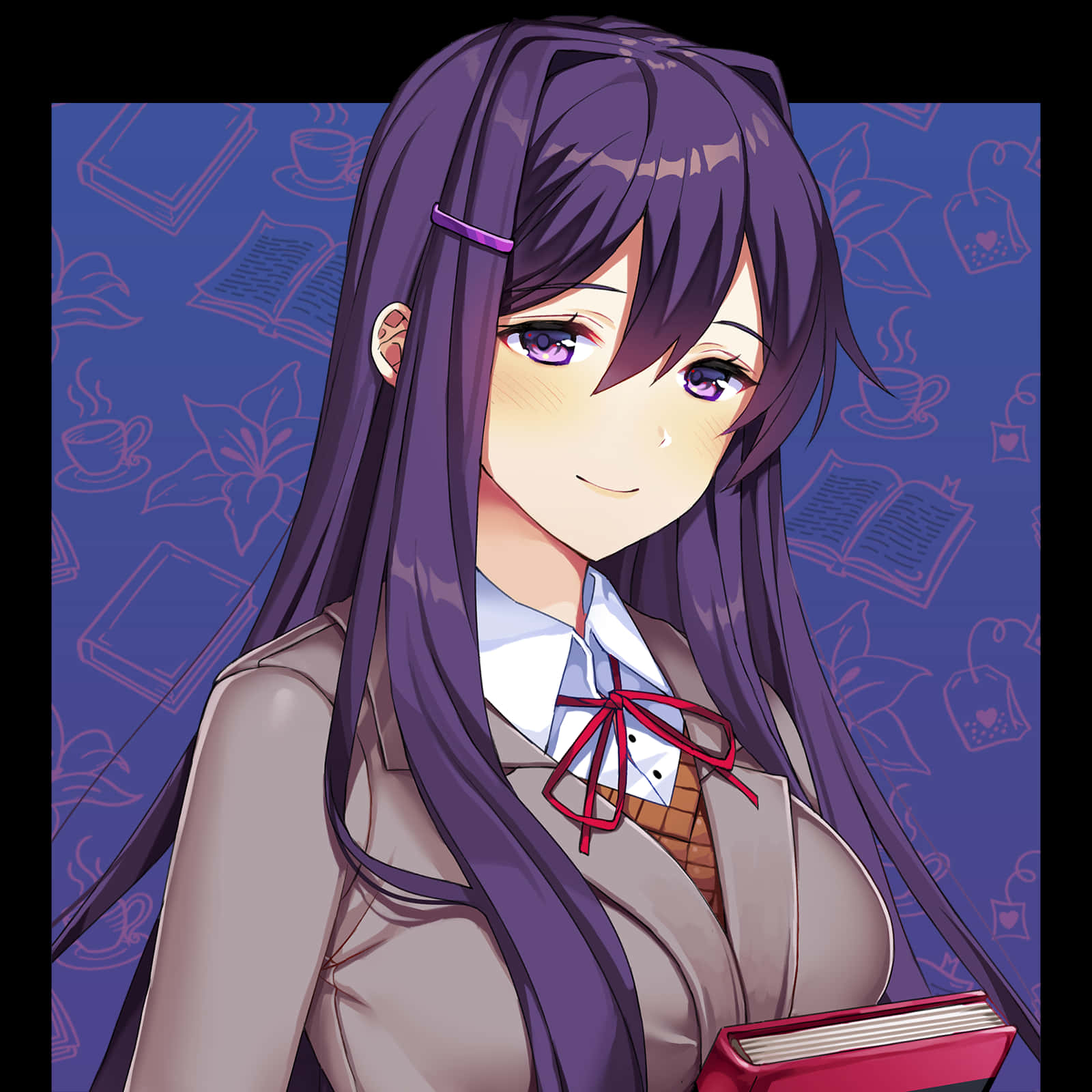 Doki Doki, anime girl, long purple hair, HD Desktop Wallpaper