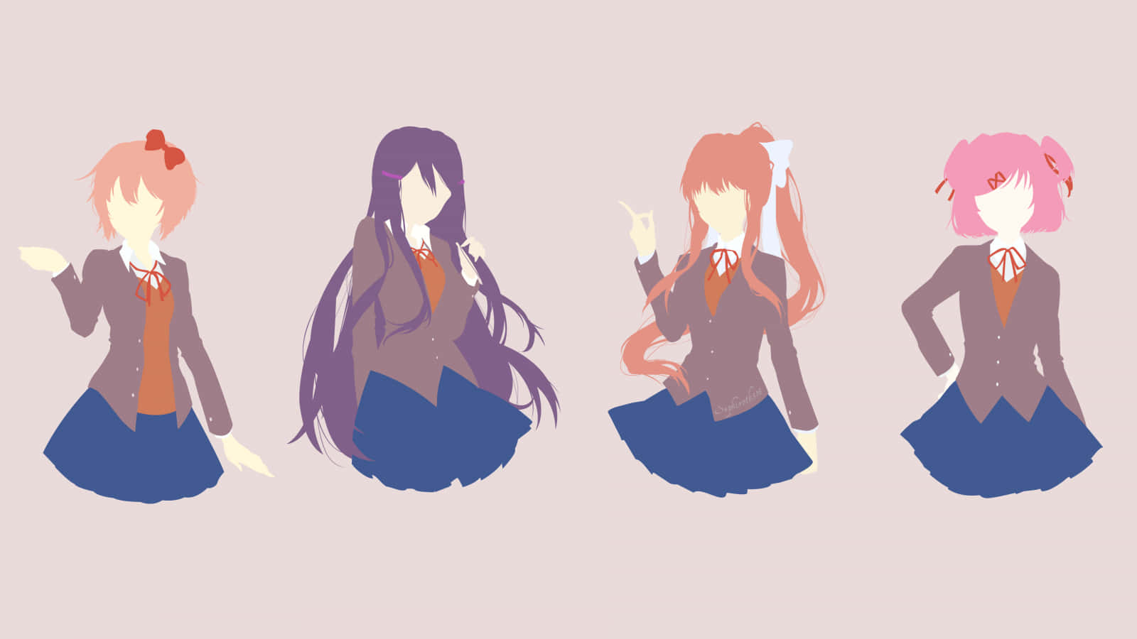 Doki Doki, anime girls, school uniforms, HD Desktop Wallpaper