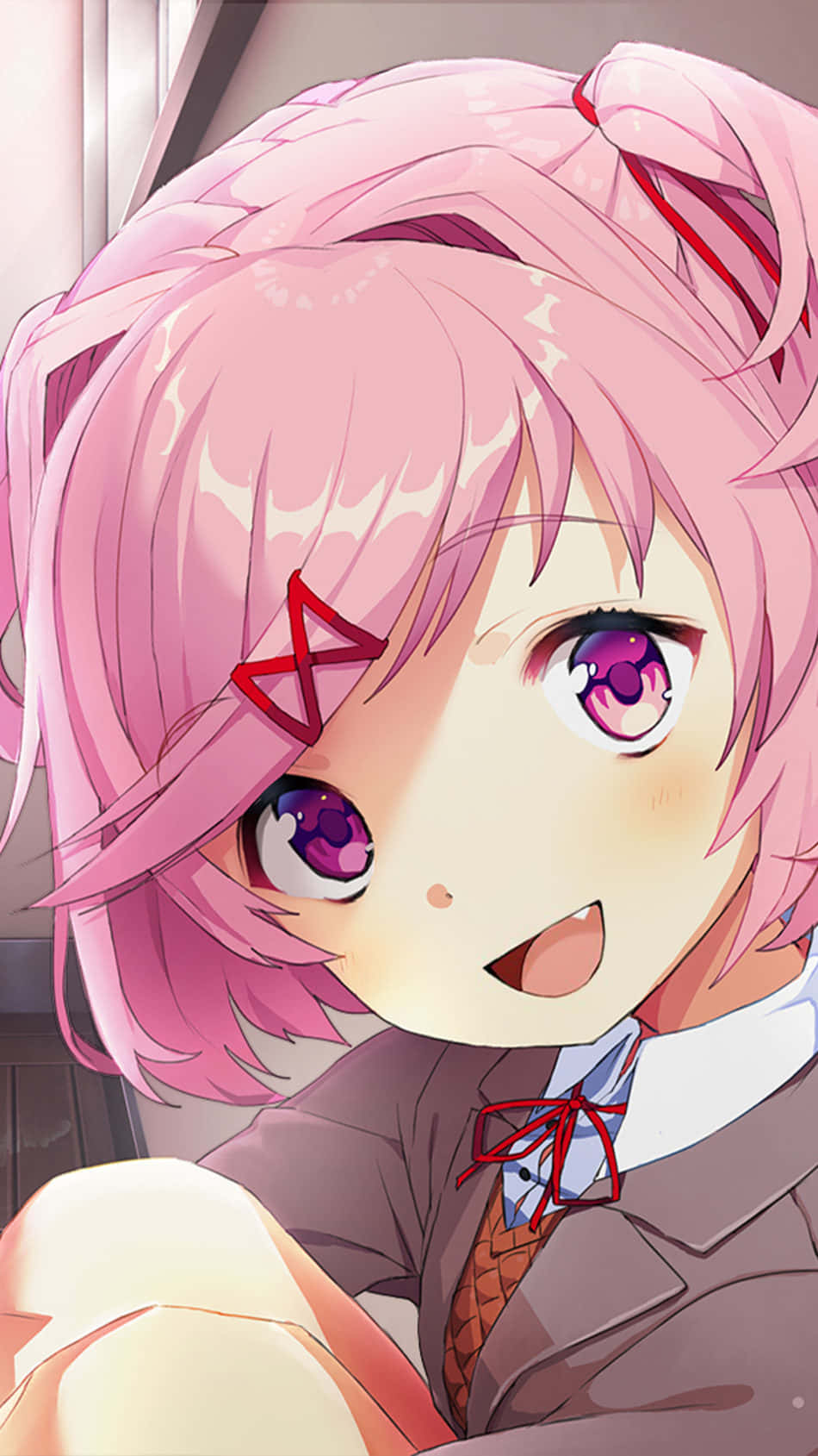 Doki Doki, anime girl, pink hair, HD Phone Wallpaper