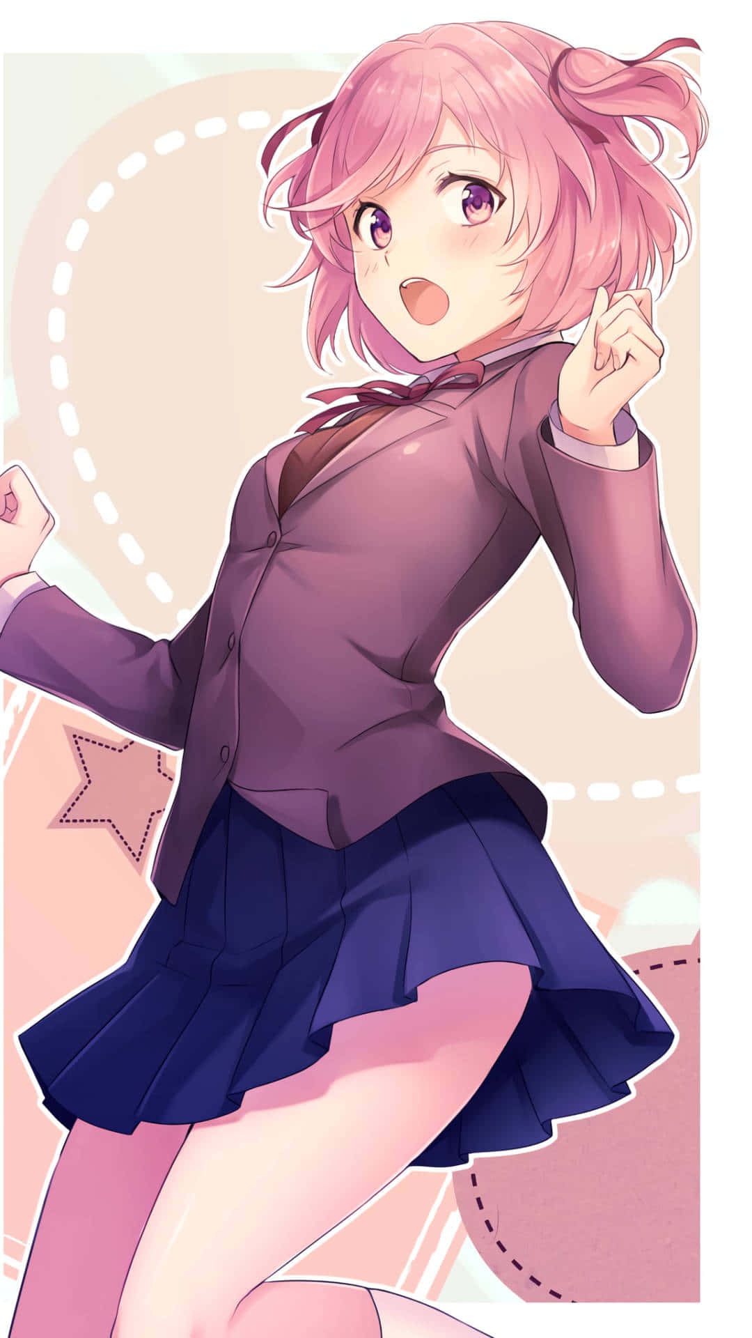 Doki Doki, anime girl, pink hair, Full HD Phone Wallpaper