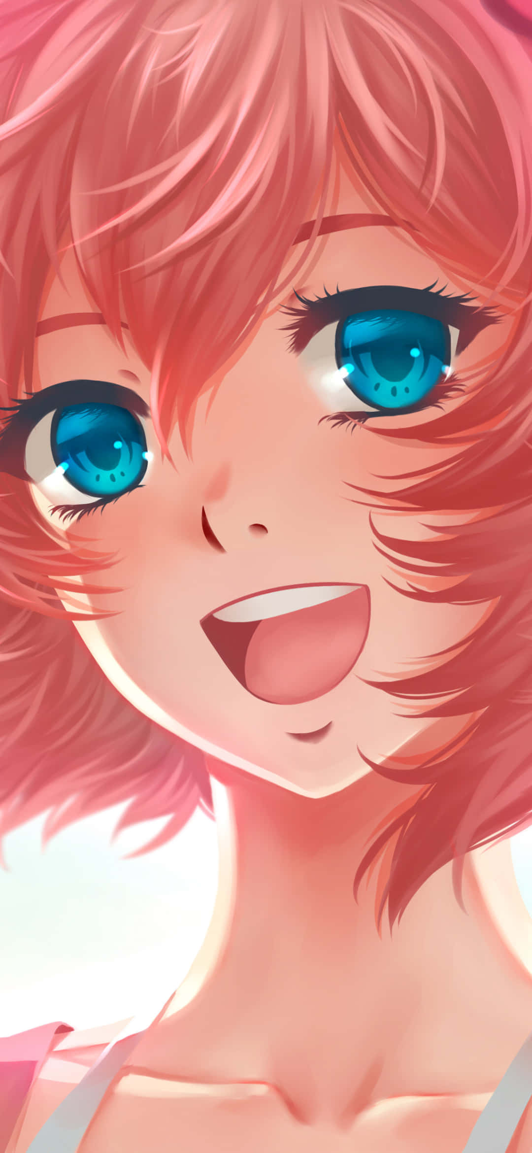 Doki Doki, anime girl, vibrant pink hair, Full HD Phone Wallpaper