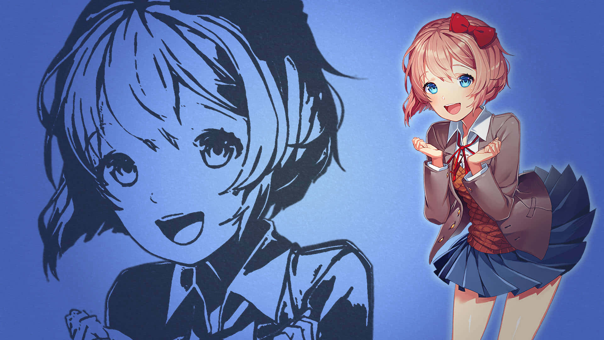 Doki Doki, anime girl, school uniform, Full HD Desktop Wallpaper
